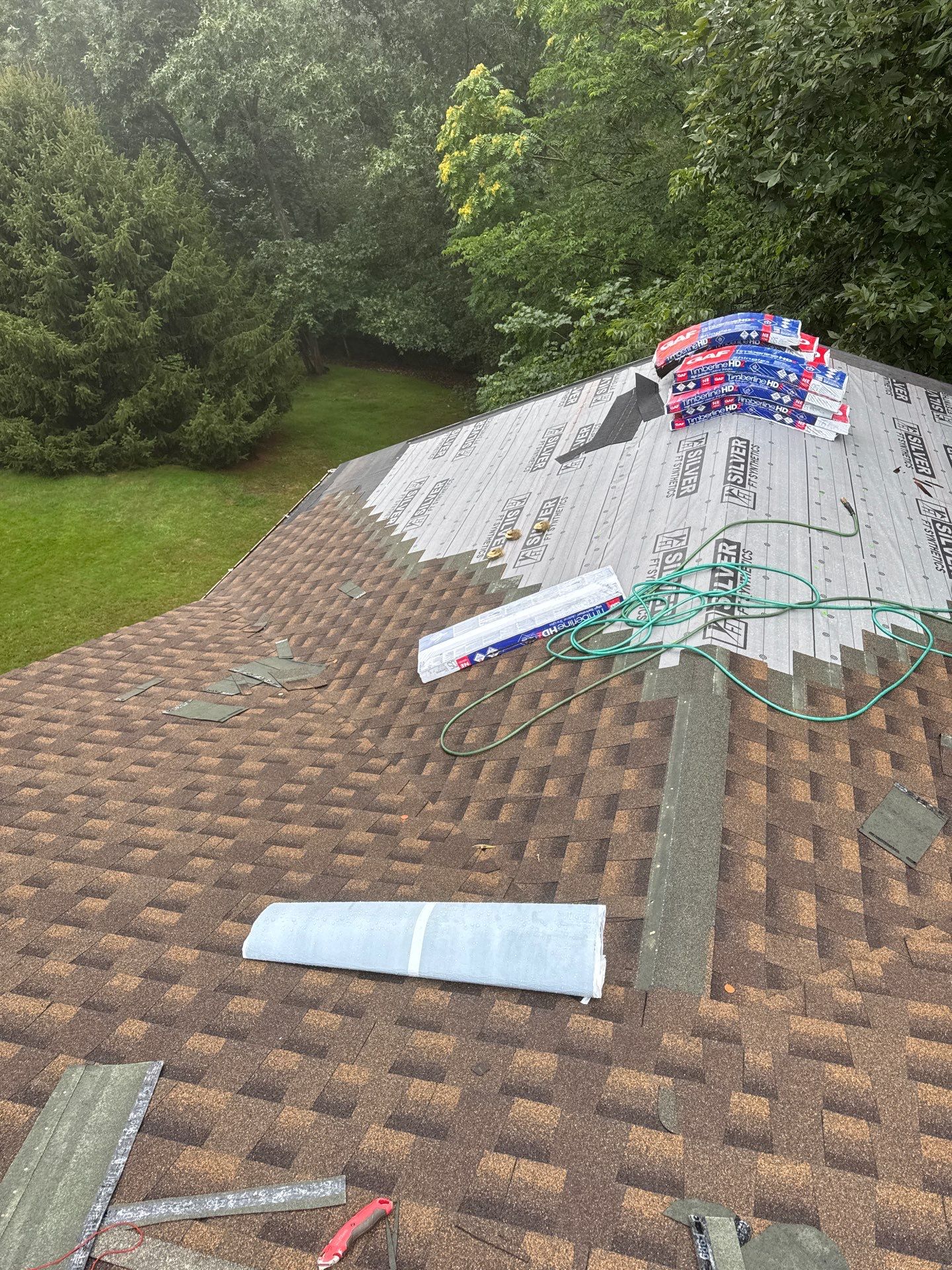 Residential Roofing Installation using GAF Timberline HDZ Barkwood by Rainstoppers Roofing