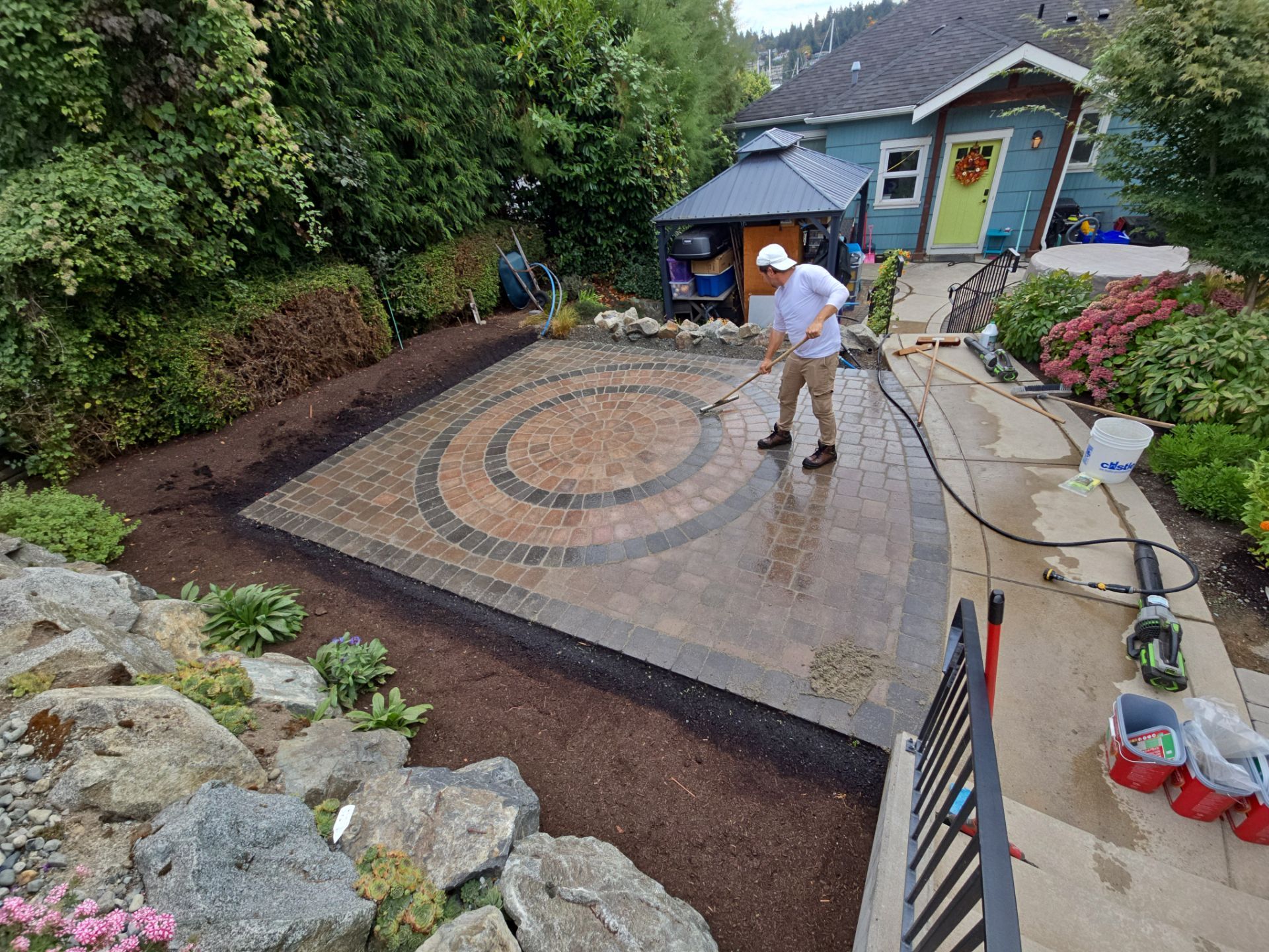 Backyard Transformation — Custom Shed, Paver Patio & Retaining Wall by Habanero Garden and Exterior Care