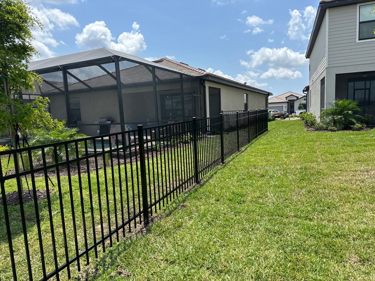 Aluminum Fence Installation using Black 3 Rail Aluminum Fence by Asap fence and gates, LLC