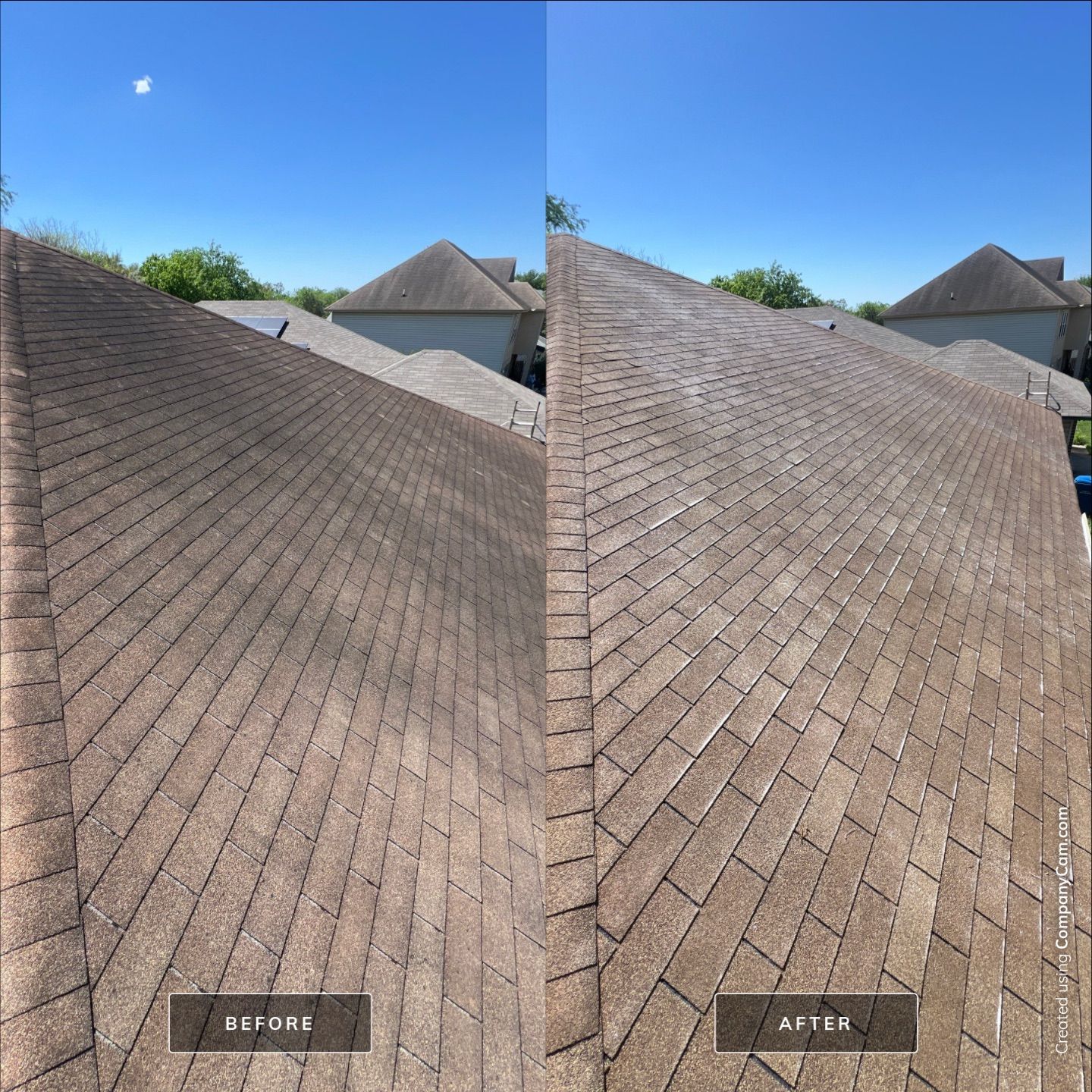 Shingle Roof Wash Project in San Antonio by Bright Choice