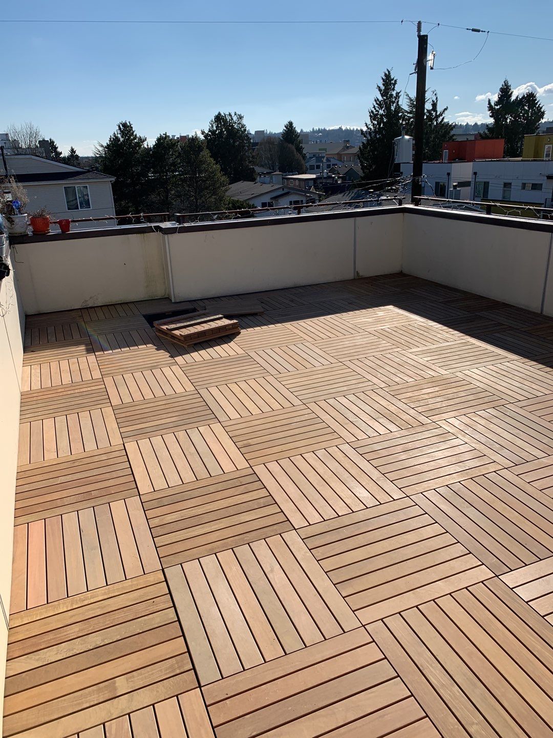 Ballard Rooftop Deck using IPE Tiles by Alki deck builders