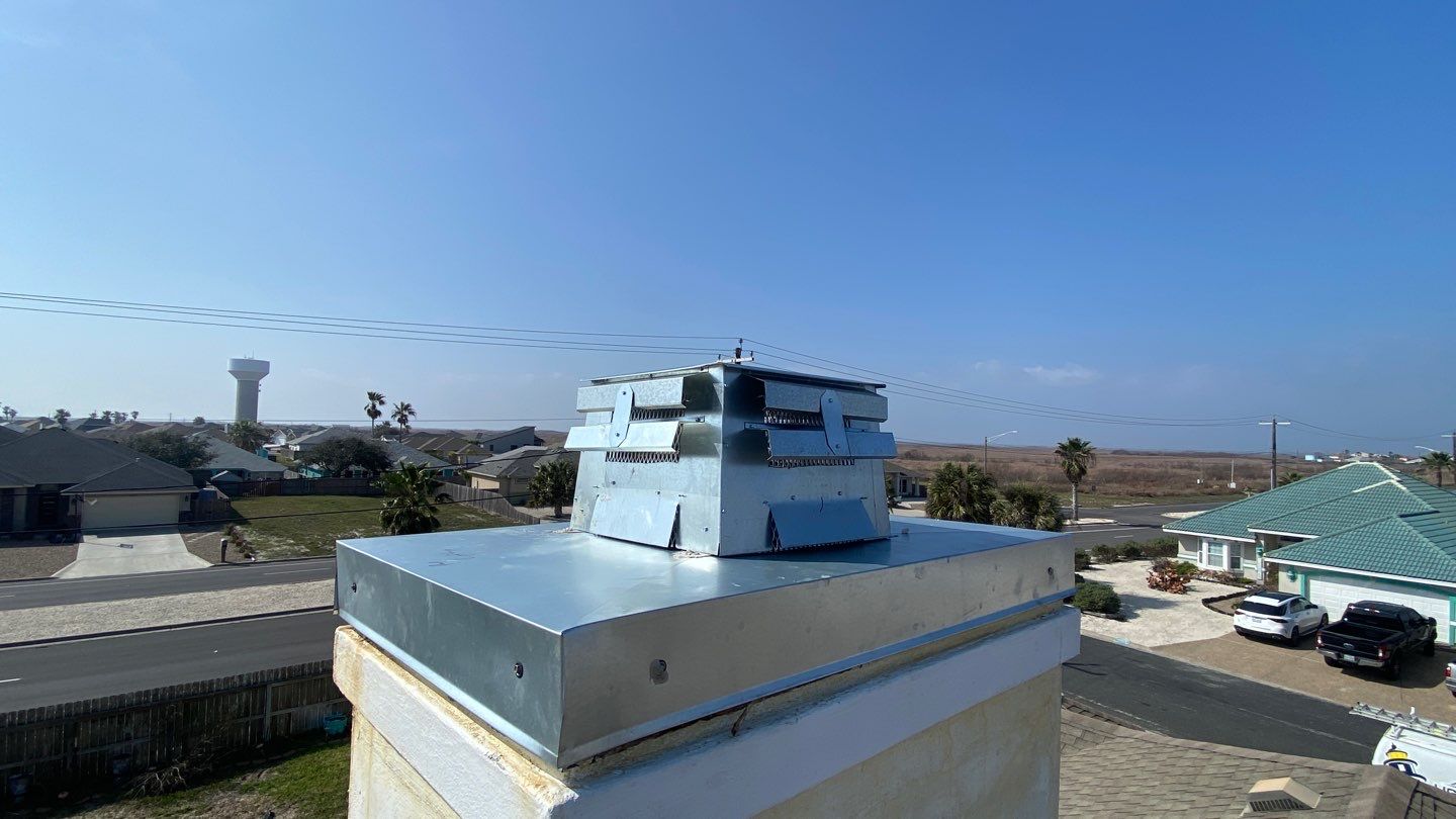 Chimney Cap Replacement  using Custom Fabricated Steel by Lighthouse Roofing