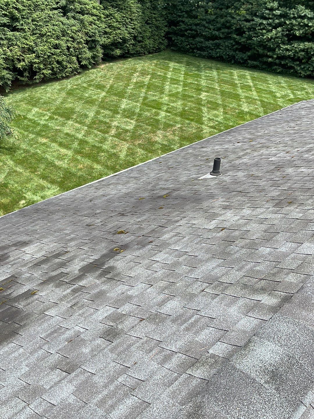 Gutter Installation using White gutters and roof clean up by A Plus Exterior