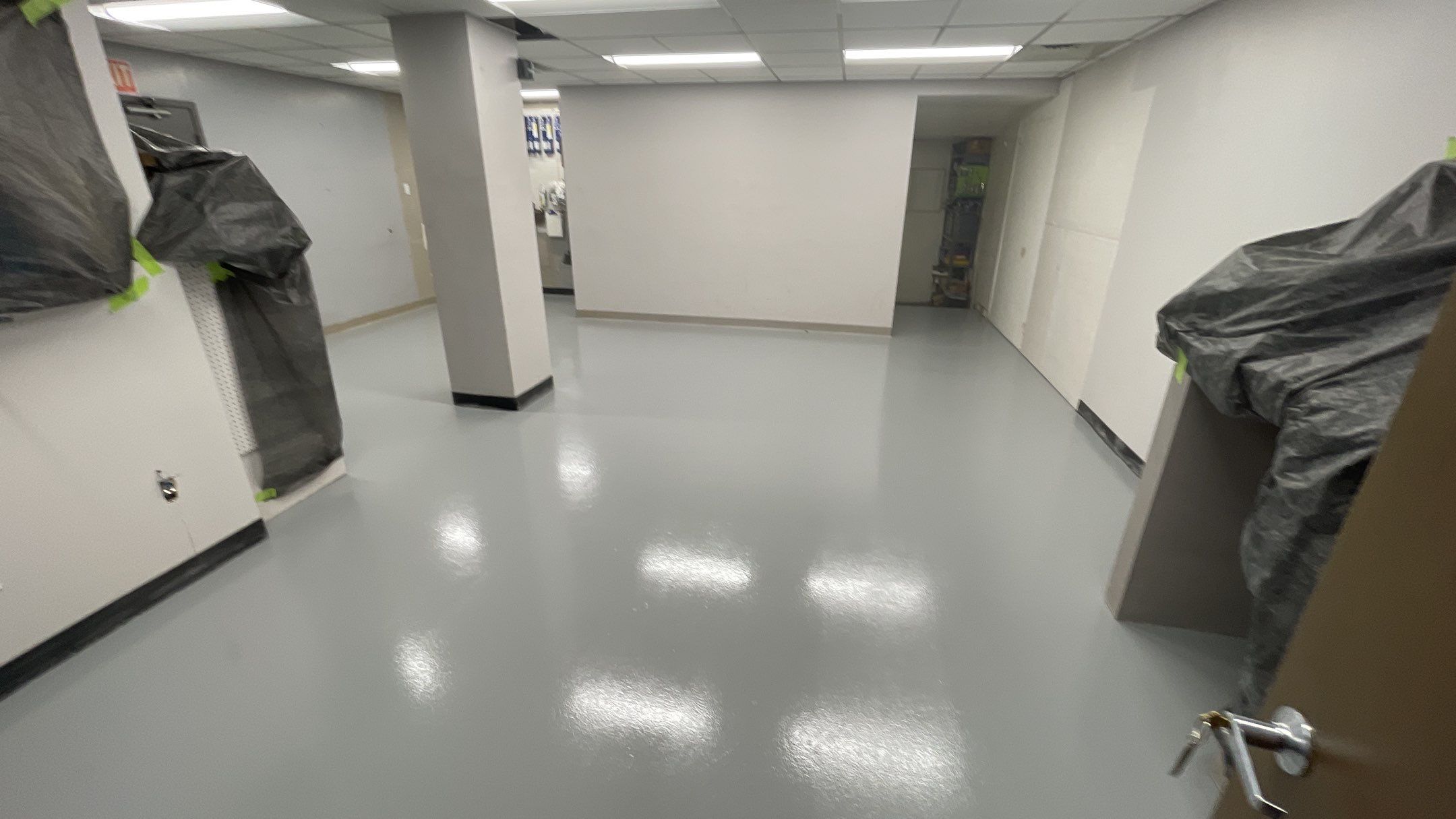 Commercial Flooring using Solid Haze Grey by Croc Coatings, LLC