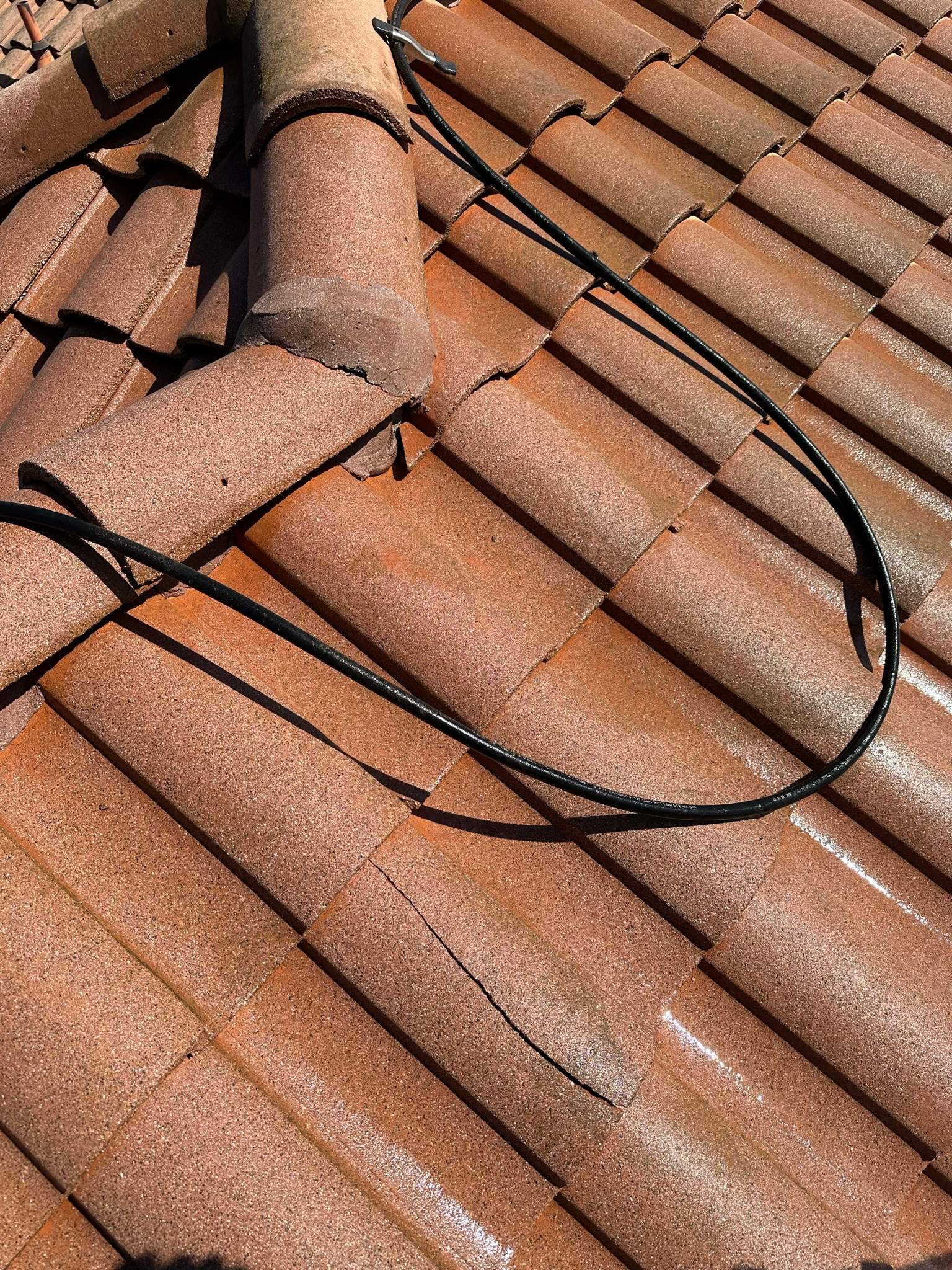 Roof wash on this dirty roof covered in algae by Property Cleaning Experts, LLC