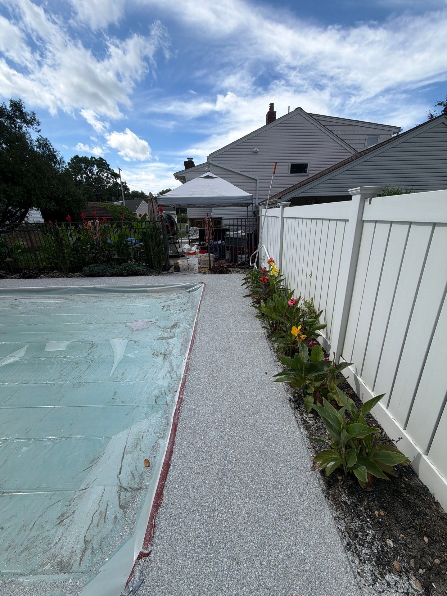 Blue Granite Pool Patio Concrete Coating in Lincoln Park by Spectrum Painting, LLC