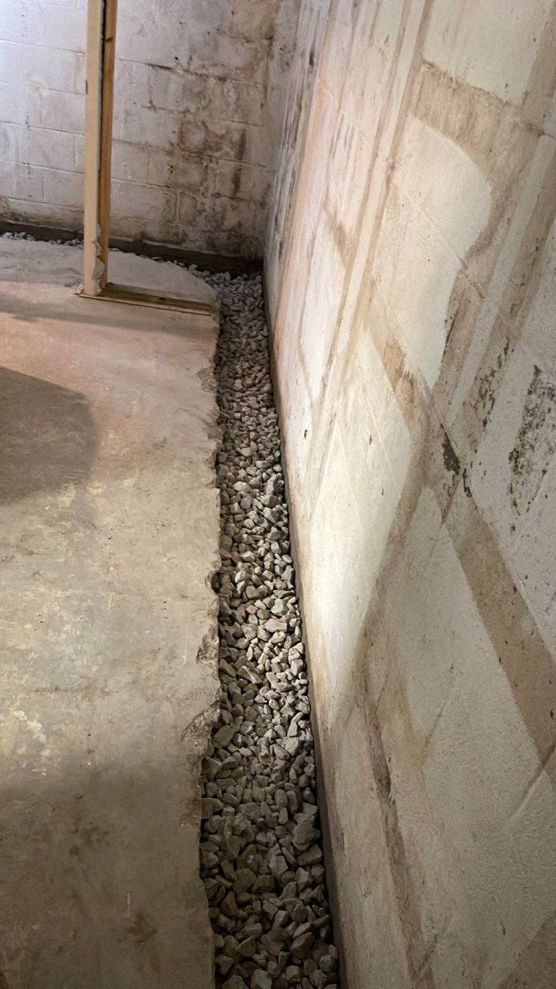 Embedded Fiber Reinforcement and Basement Waterproofing using GrateDrain Waterproofing System by Toledo Basement Repair