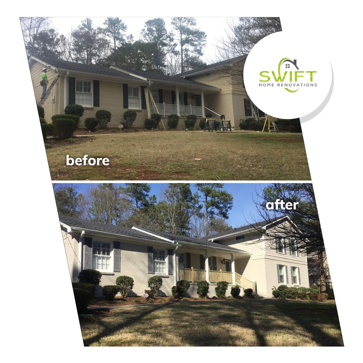 Full Exterior House Painting for Brick and Siding in Atlanta by Swift Home Renovations