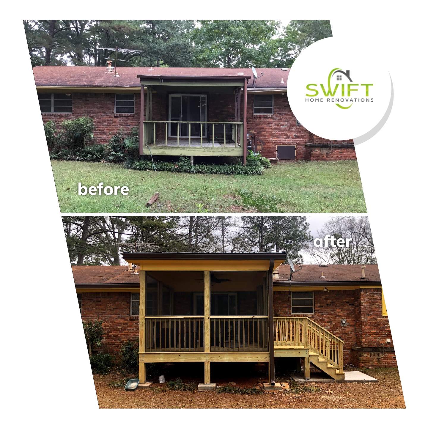 Screened-In Porch and Wooden Deck Construction in Decatur by Swift Home Renovations 
