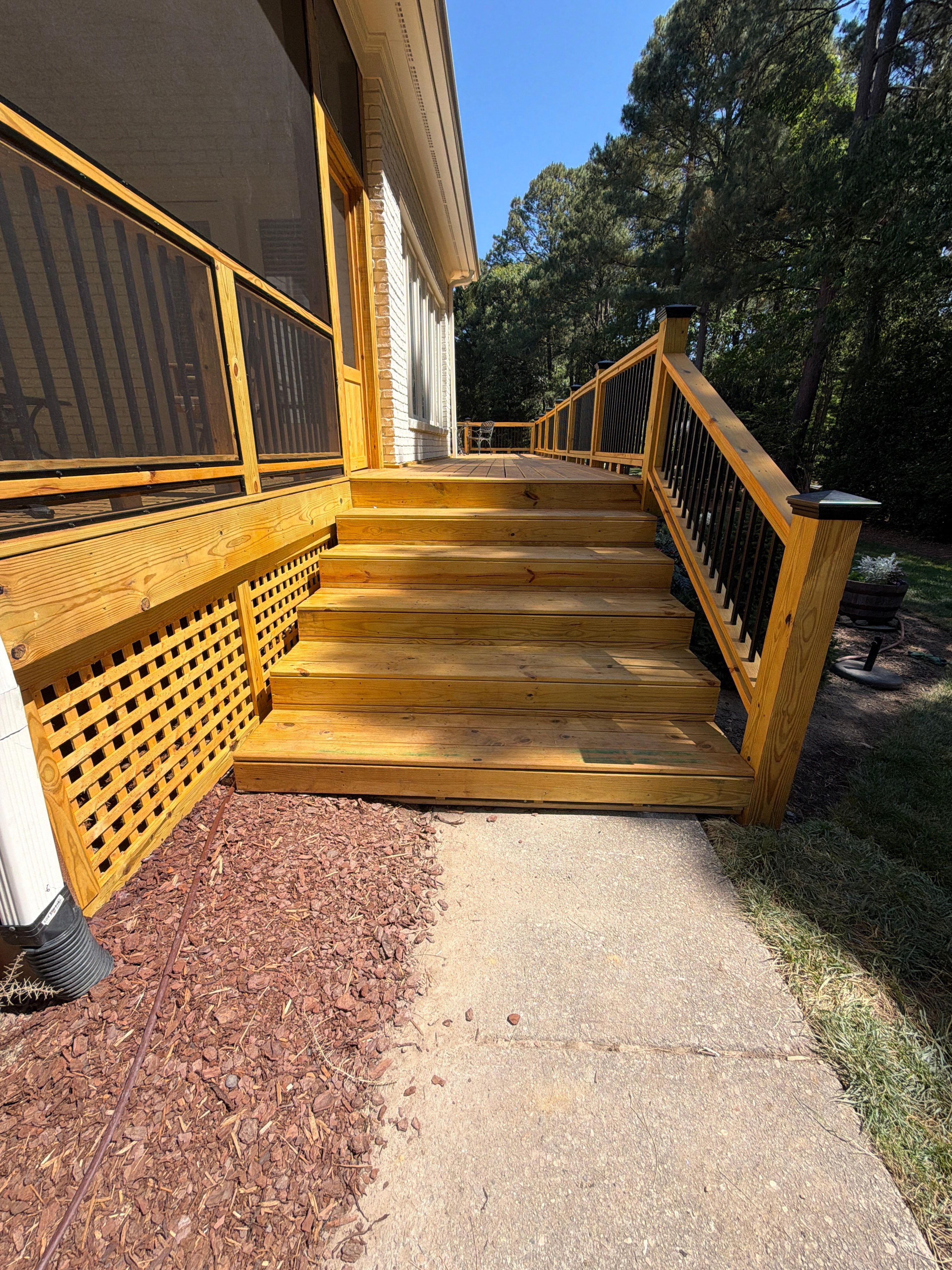Deck Stain, Round Balusters & Screened Porch Transformation by Billy Weatherspoon Contractor