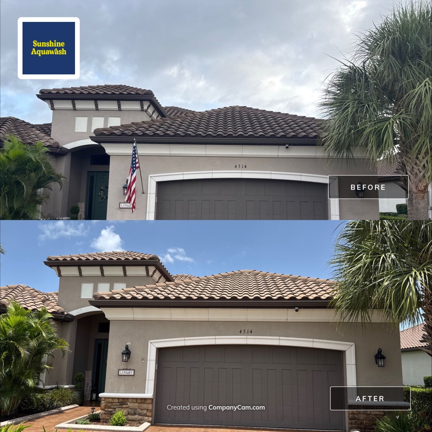 Neighboring Tile Roof Cleaning with Gutter Runoff Control – Palmetto, FL by Sunshine AquaWash