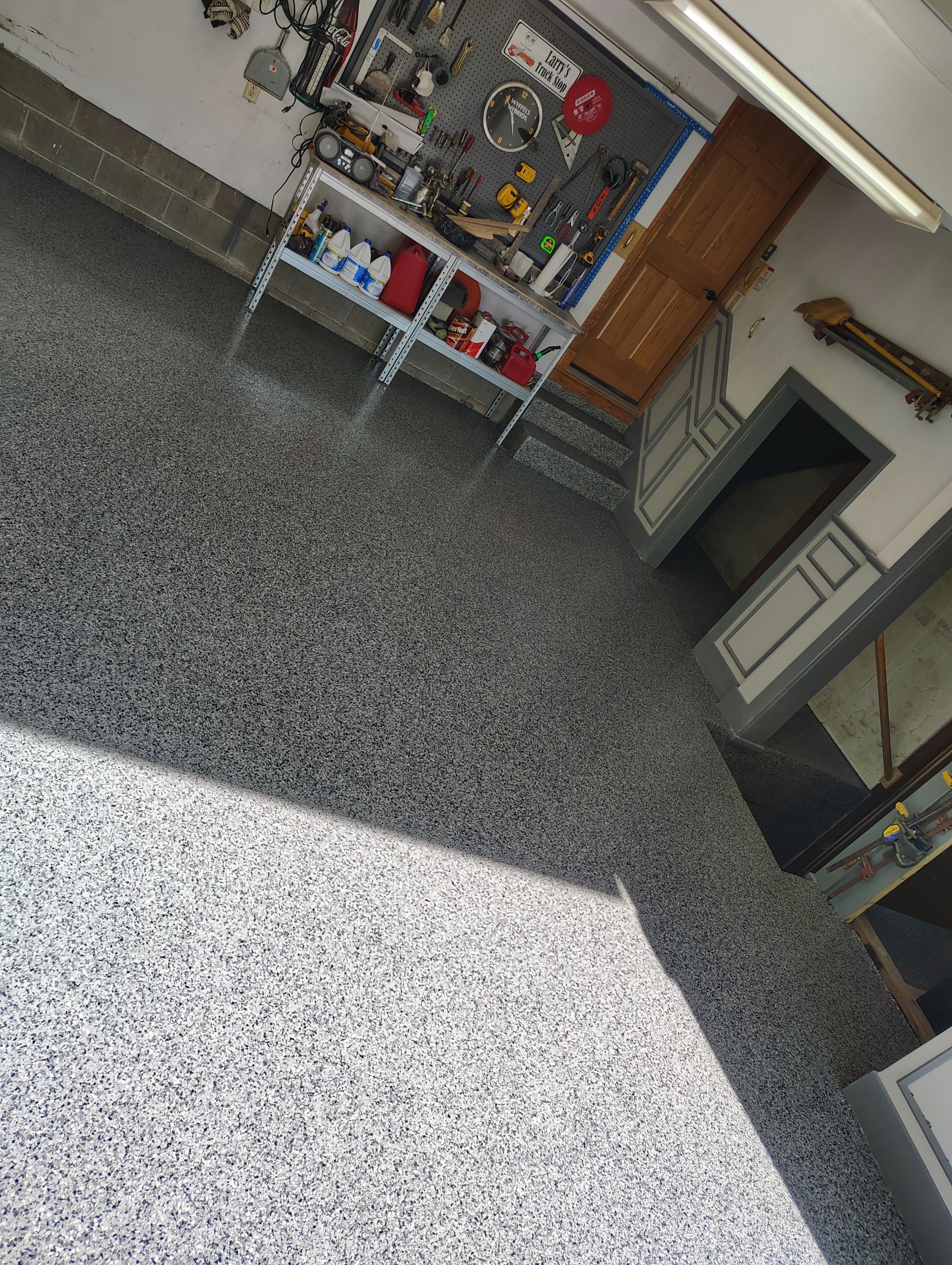 Nightfall Decorative Chip Garage Floor Coating in Luverne, Minnesota by Select Painting, Coatings & Garage Cabinets