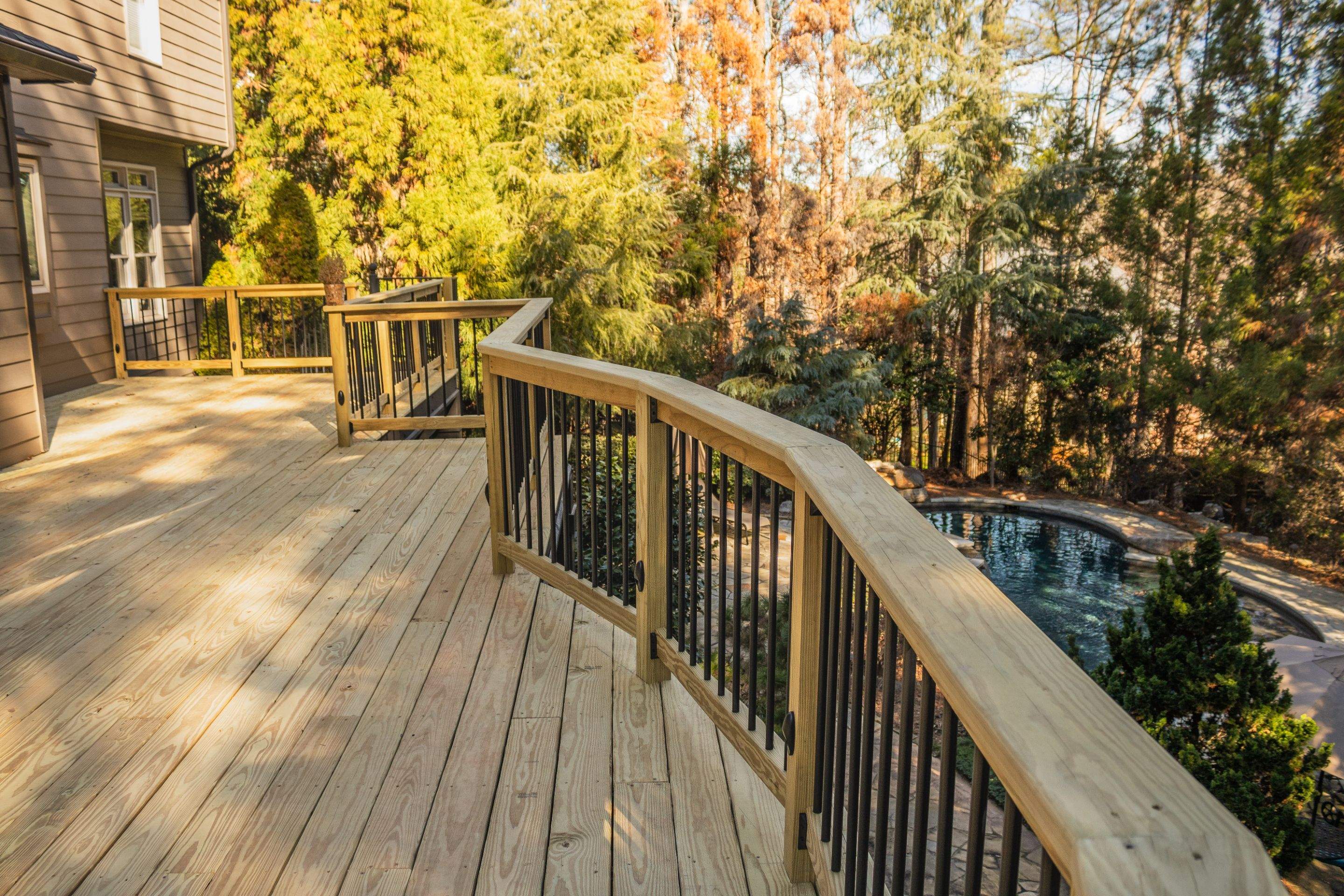 Deck Build using Pressure Treated Pine with Timbertech Deck Lighting by Nelson Exteriors 
