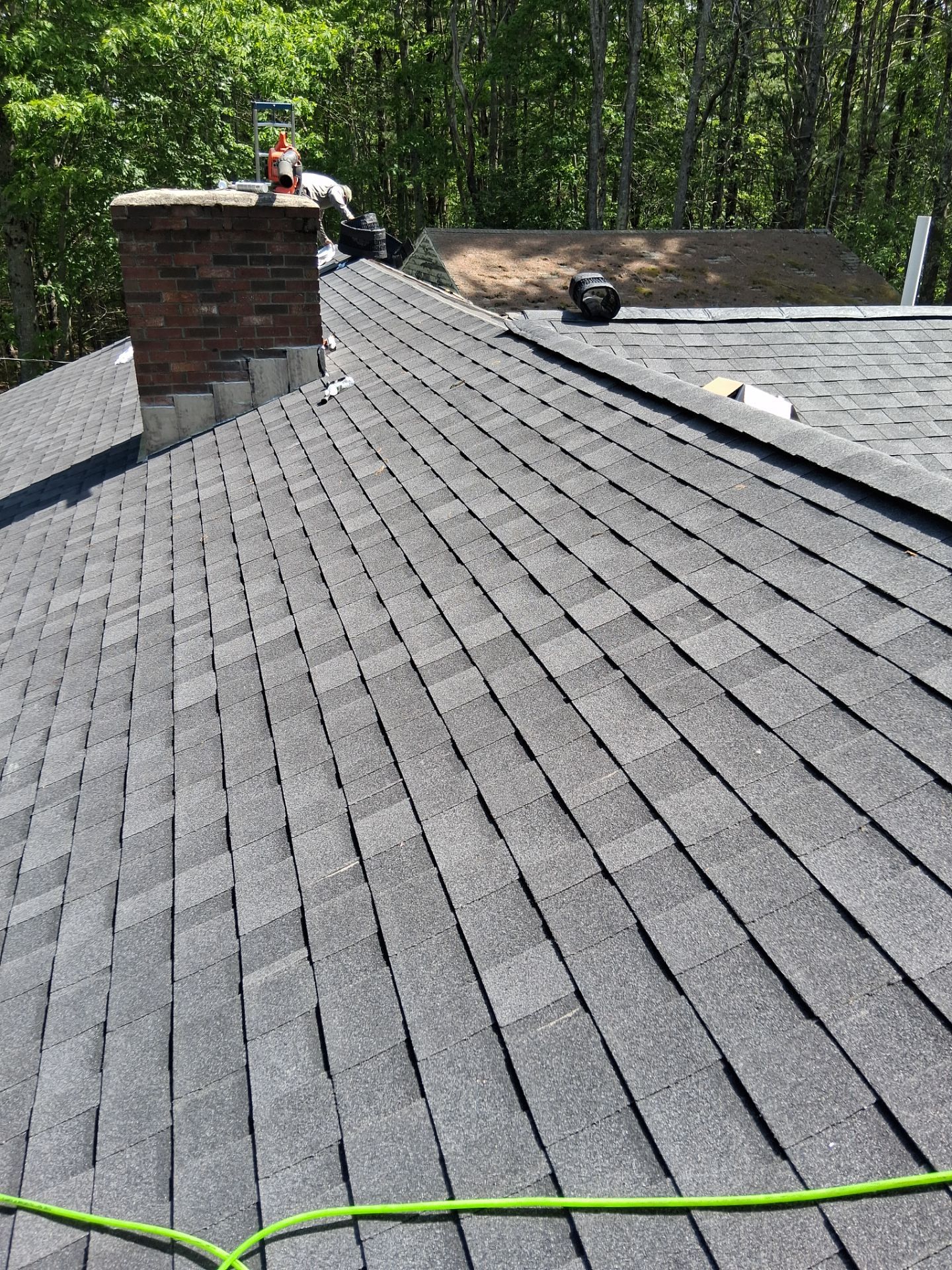 Asphalt Shingle Roof Replacement and Chimney Reflashing in York, Maine by Tall pine roofing