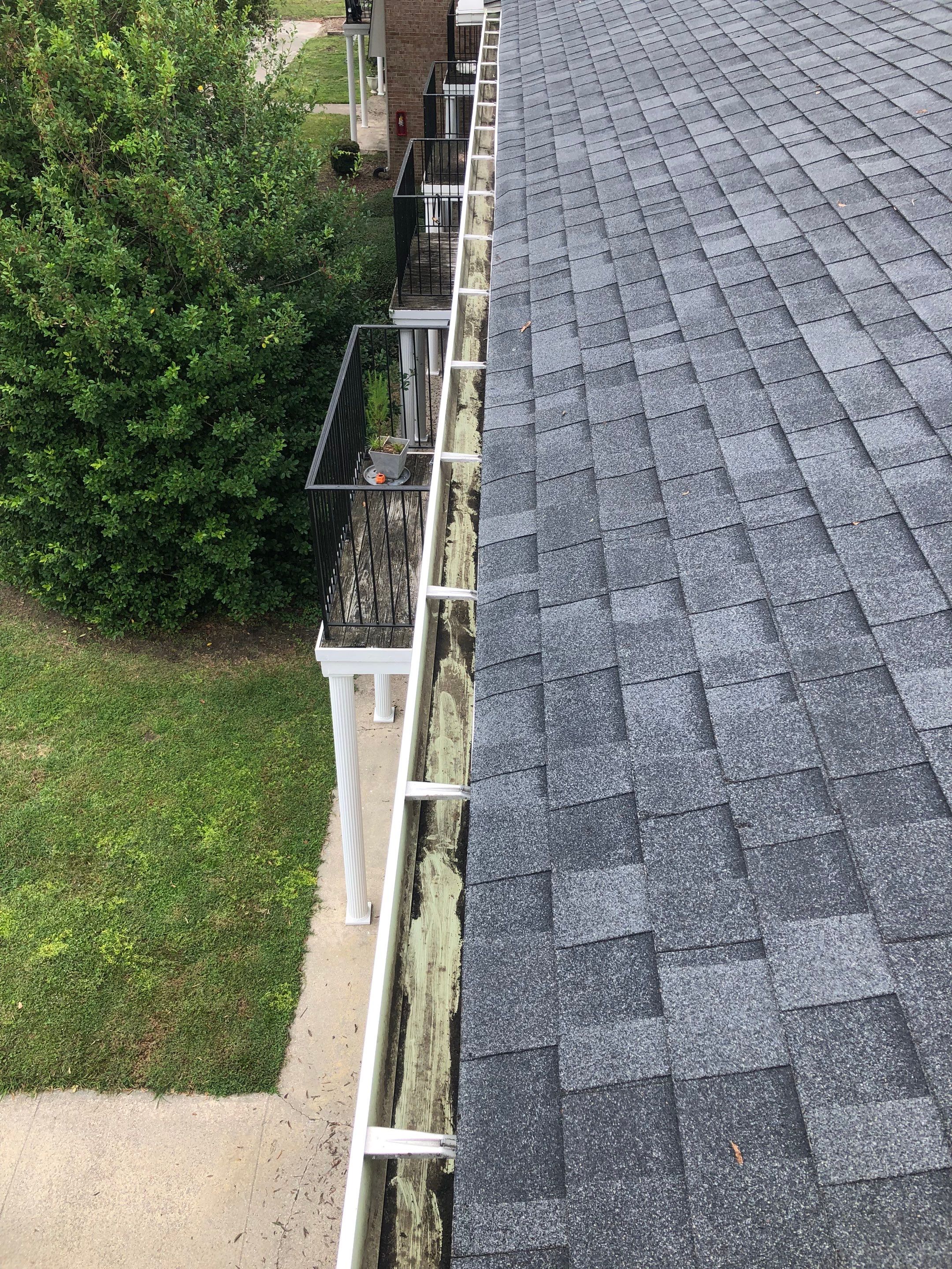 Commercial gutter cleaning Jacksonville, NC after photo with clean gutters