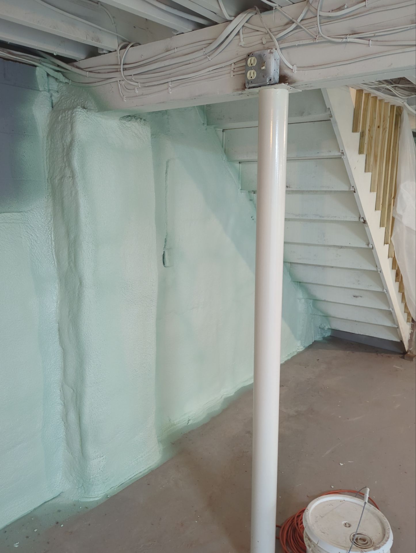 Basement Exterior Walls using Closed Cell Spray Foam by NYS Foam & Energy