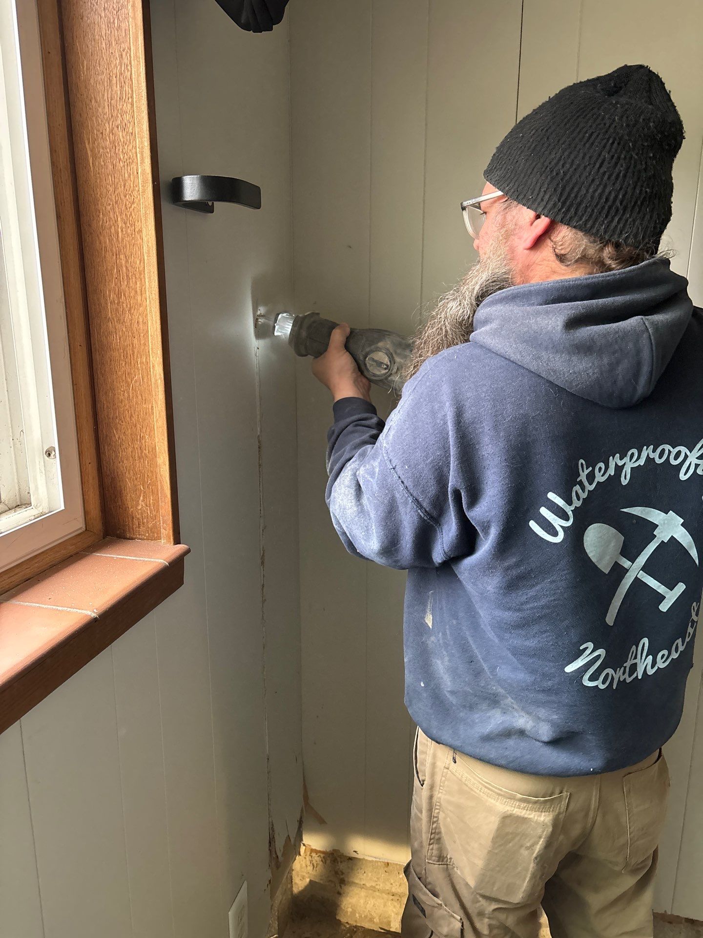 Drain tile and sump pump for George by Waterproofing Northeast