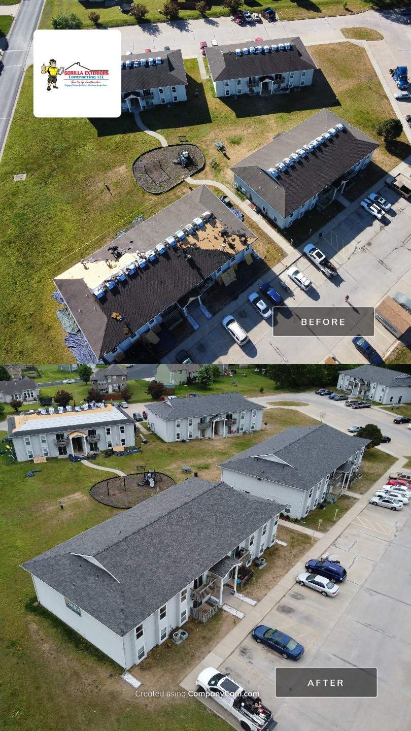 Multifamliy Complex ROOF REPLACEMNT with Ventilation Upgrades using Malarkey Vista Class III IR Shingles by Gorilla Exteriors Contracting, LLC