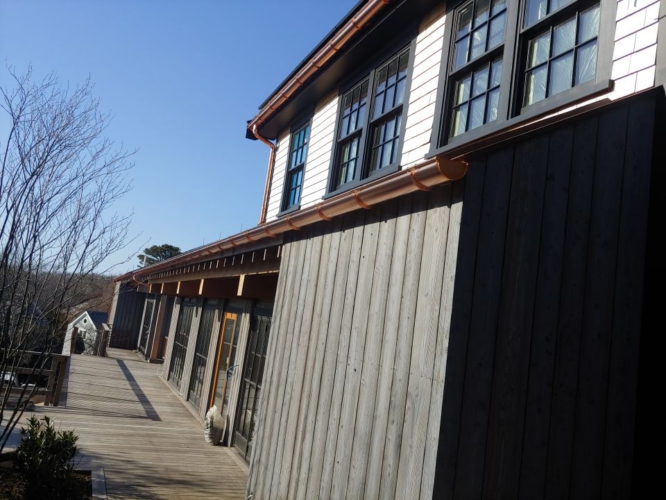 Gutter Installation using 6" Half Round Copper Gutter in Provincetown, MA by Gutter Pro Enterprises