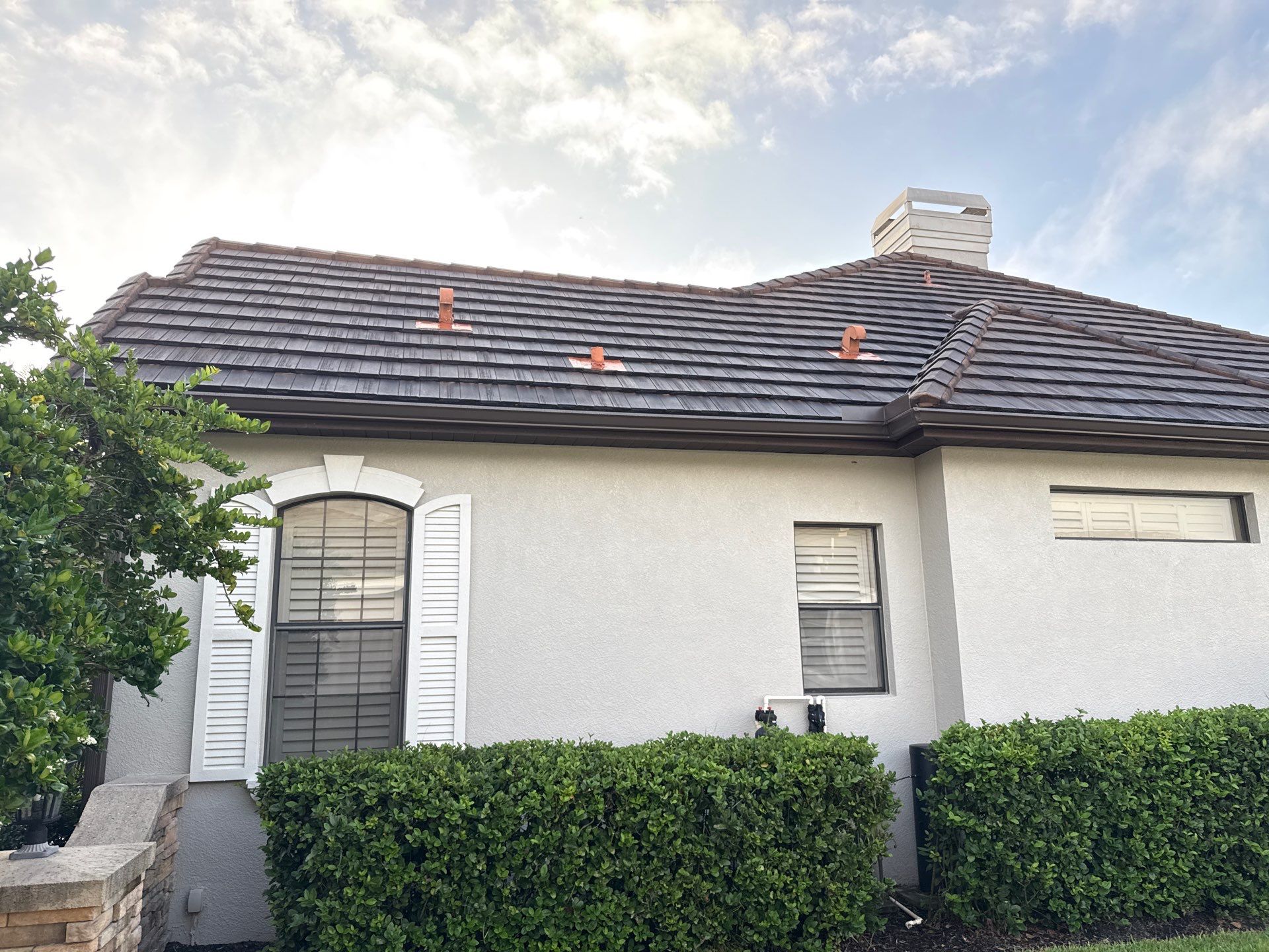 Tile Roof, Paver Pool Deck & Flowerbed Curbing Cleaning | Winding River Bradenton, FL Transformation by Sunshine AquaWash