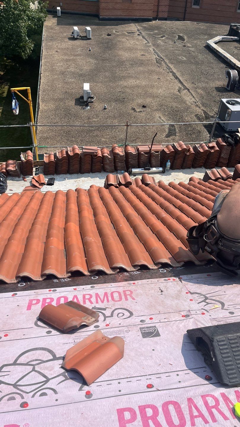 Commercial Roofing using  Ludowici Spanish 18 Clay Tile by Absolute Roofing and Construction