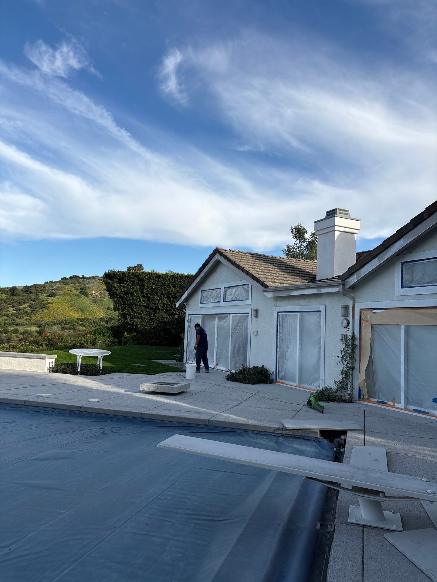 Sandblasting Concrete Back Patio In Calabasas, CA by La Power Washing Inc