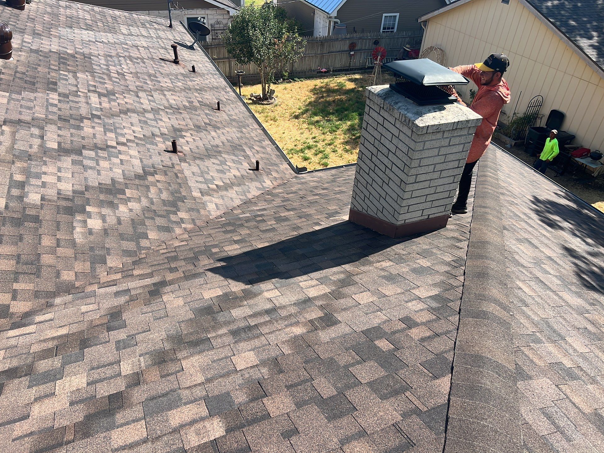 Full Asphalt Shingle Roof Replacement and Seamless Gutter Installation in Fredericksburg by Caliber Restoration LLC