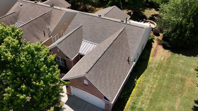 GAF Timberline HDZ Weathered Wood - 5” white gutters 