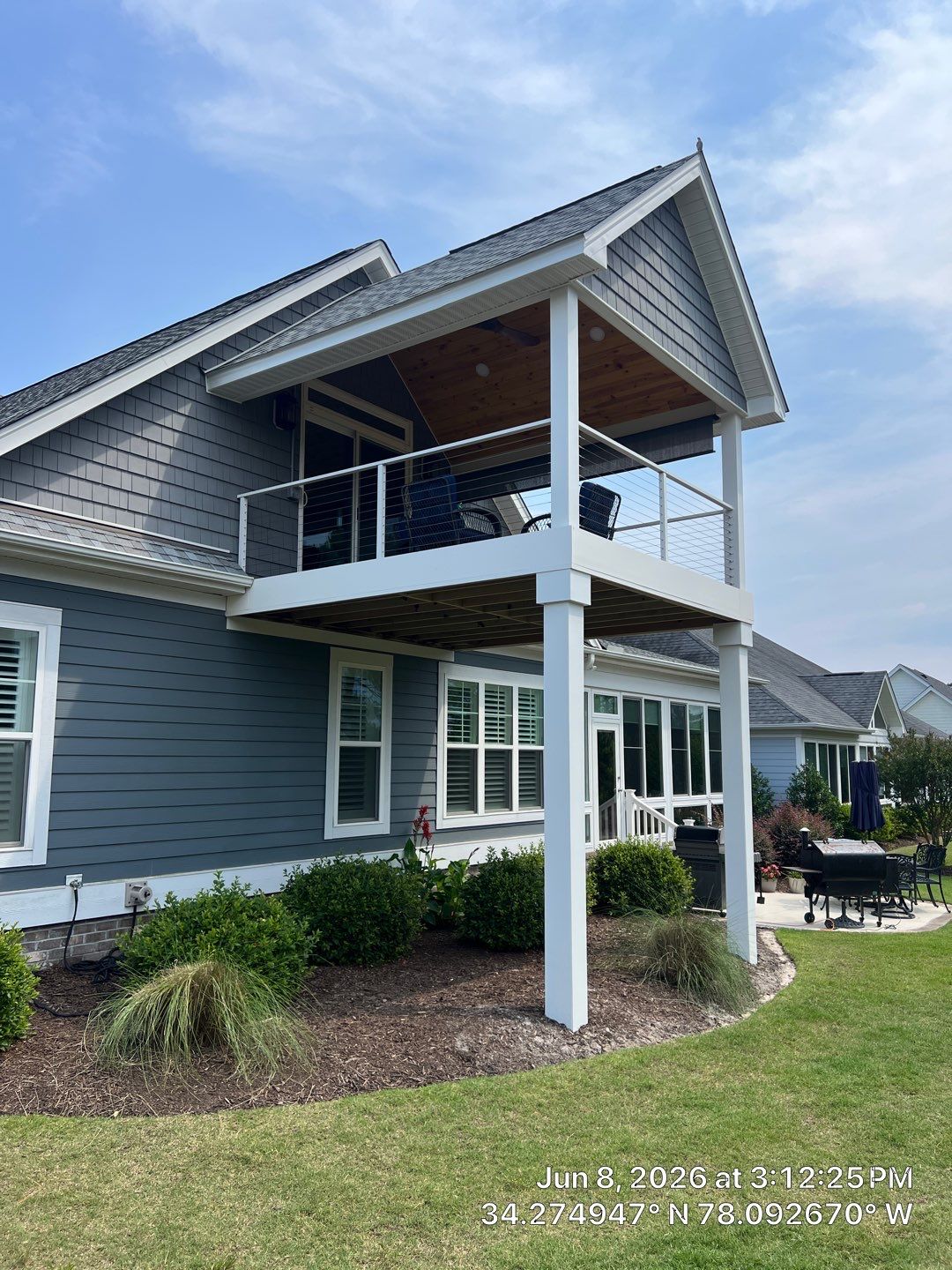 Two-Story Elevated Porch and Deck Construction in Leland, NC by RGR Construction and Roofing, LLC