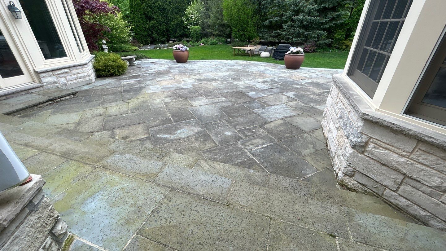 Winnetka, IL bluestone patio cleaning by Northern Power Washing LLC.