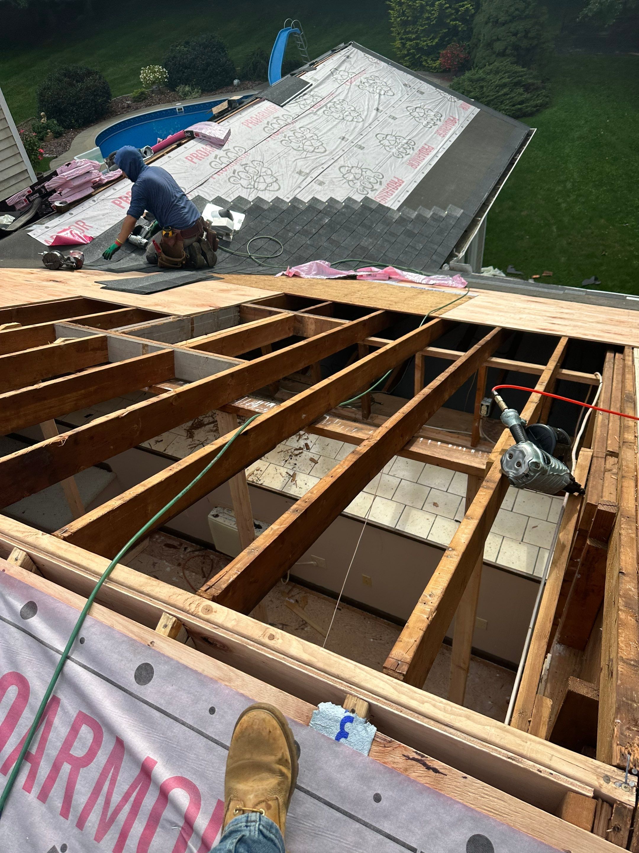 Residential Roofing Installation using Owens Corning TruDefinition Duration AR - Onyx Black & New Siding Using Mainstreet Charcoal Gray by A Plus Exterior