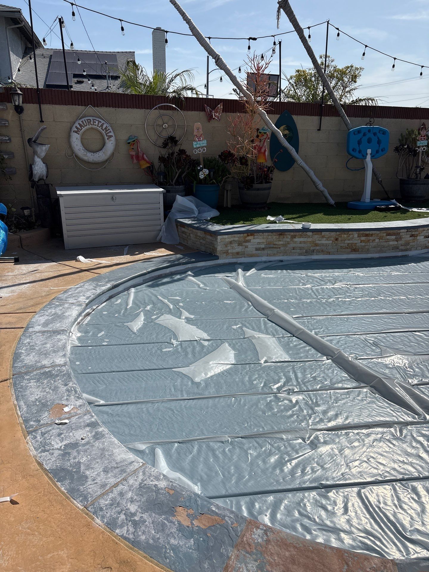 Sandblast & Staining Pool Deck In by La Power Washing Inc