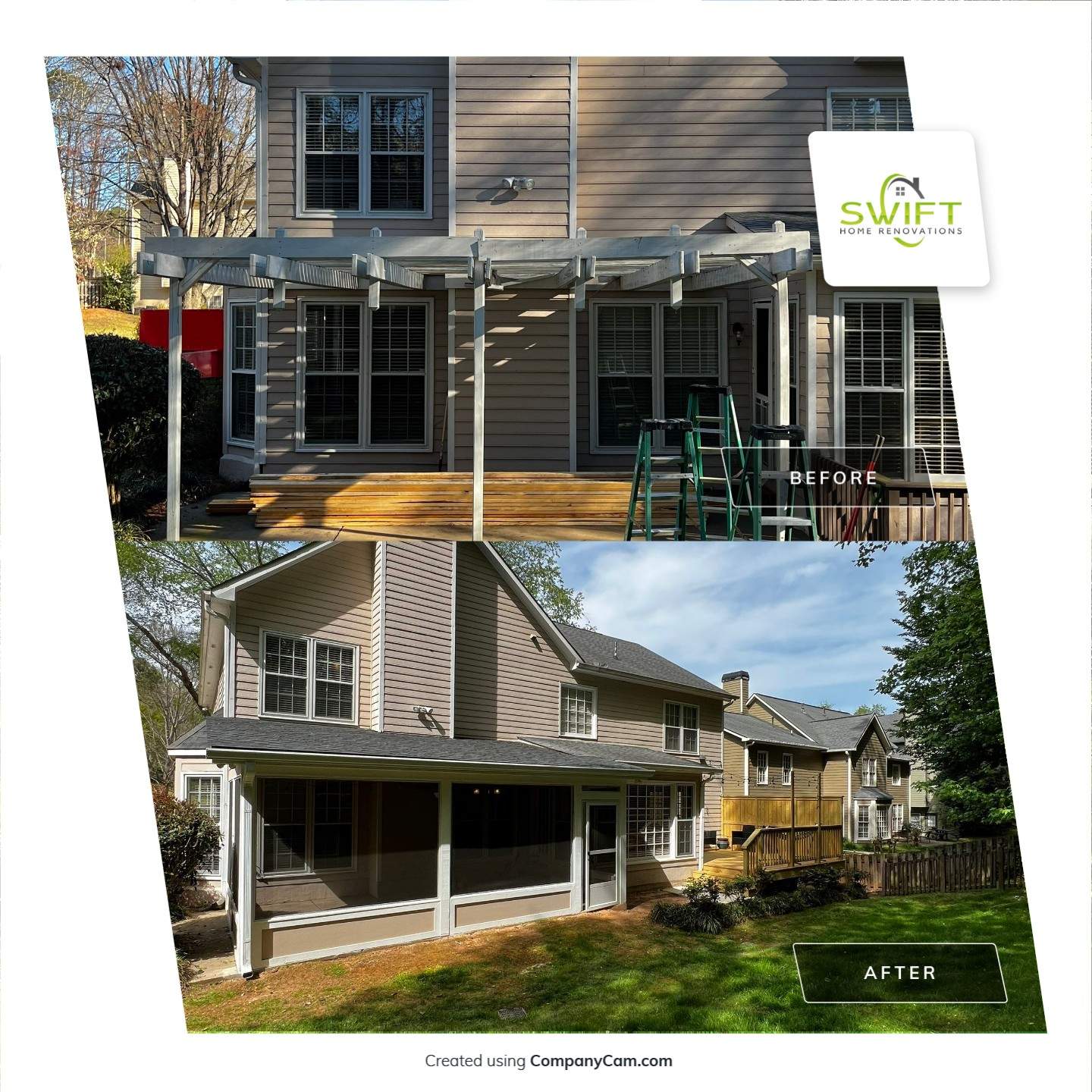 Custom Screened Porch and Multi-Level Wood Deck in Acworth by Swift Home Renovations