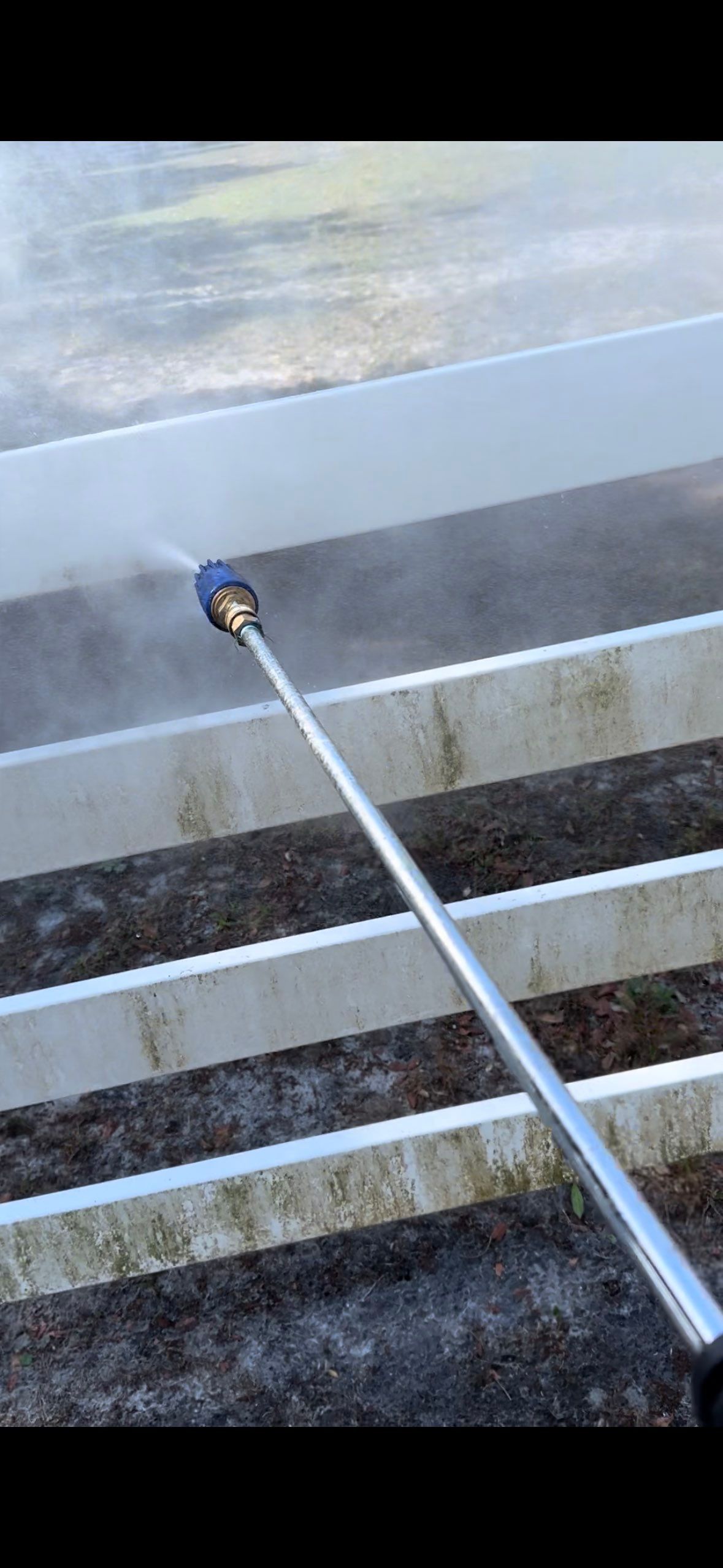 Vinyl Horse Fence & Concrete Pier Cleaning at Lesley Cox Equestrian, Parrish, FL | Sunshine AquaWash by Sunshine AquaWash