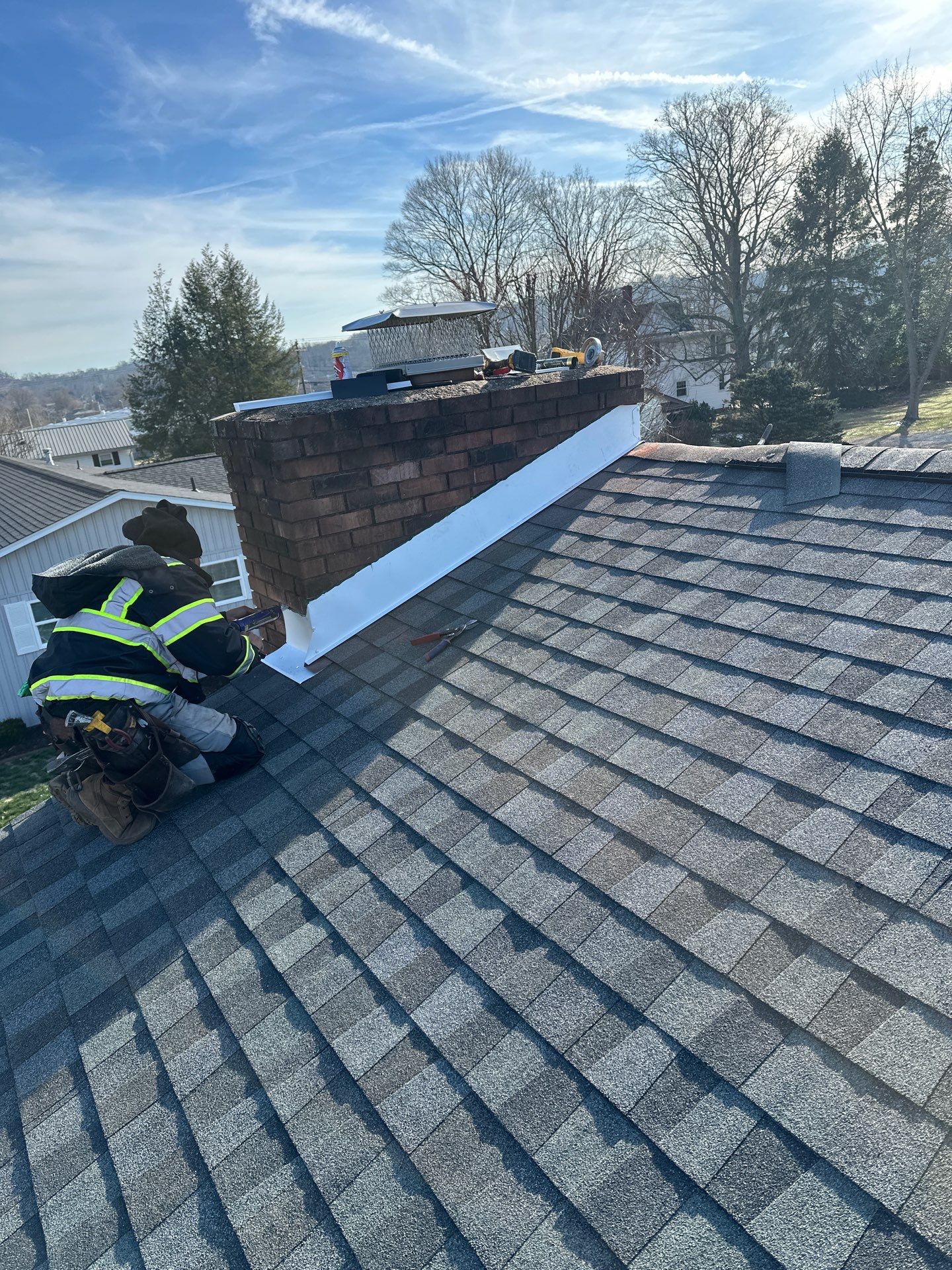 Residential Roofing Installation using GAF Timberline HDZ Charcoal by Rainstoppers Roofing