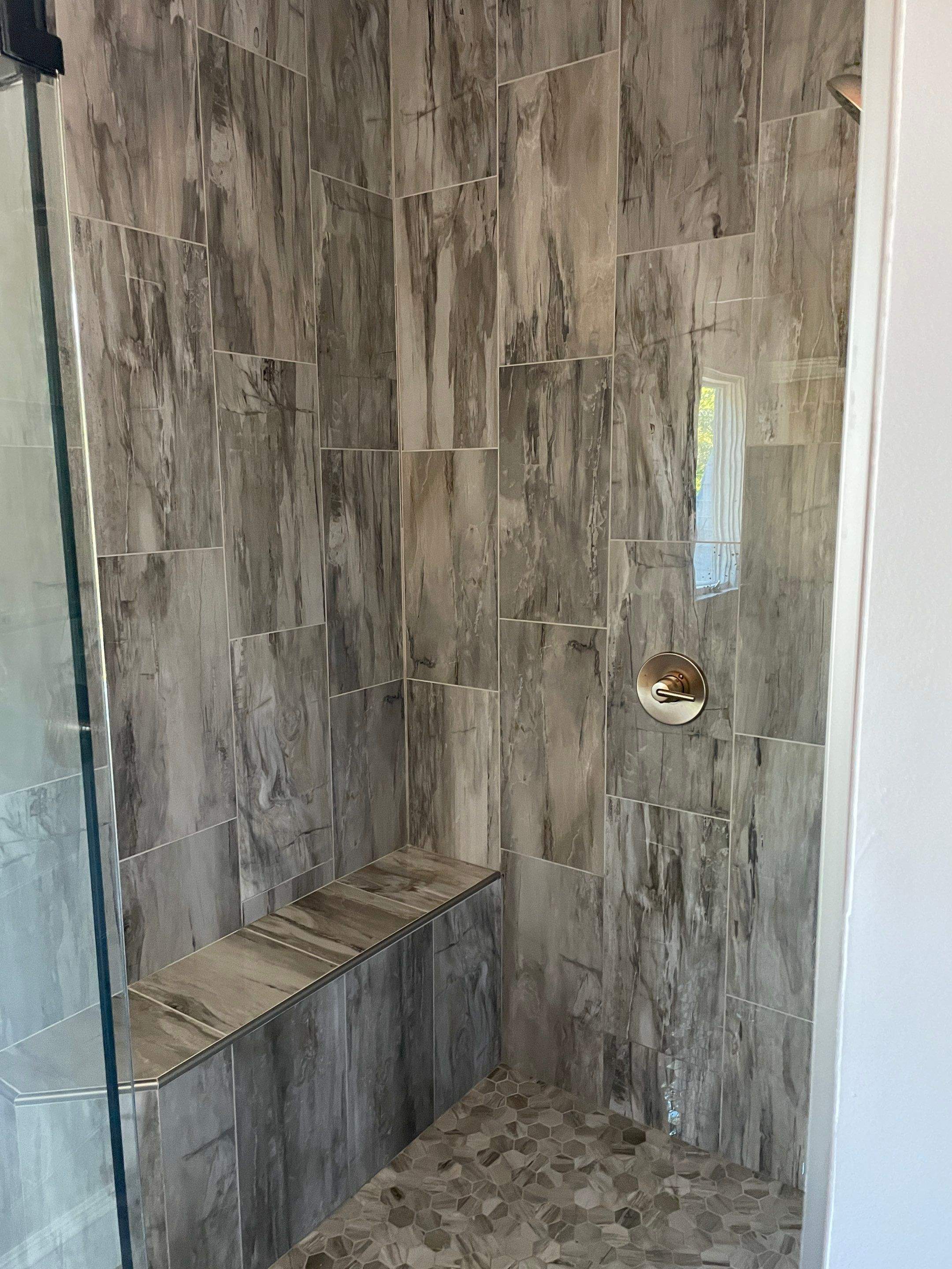 Georgeous Master Bath with heated floors by Footprints Bath and Tile of East Atlanta