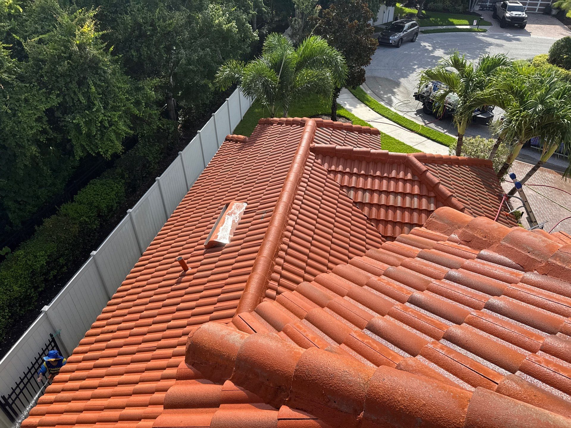 Soft Wash Tile Roof Cleaning in Sonoma Community, Sarasota, FL by Sunshine AquaWash