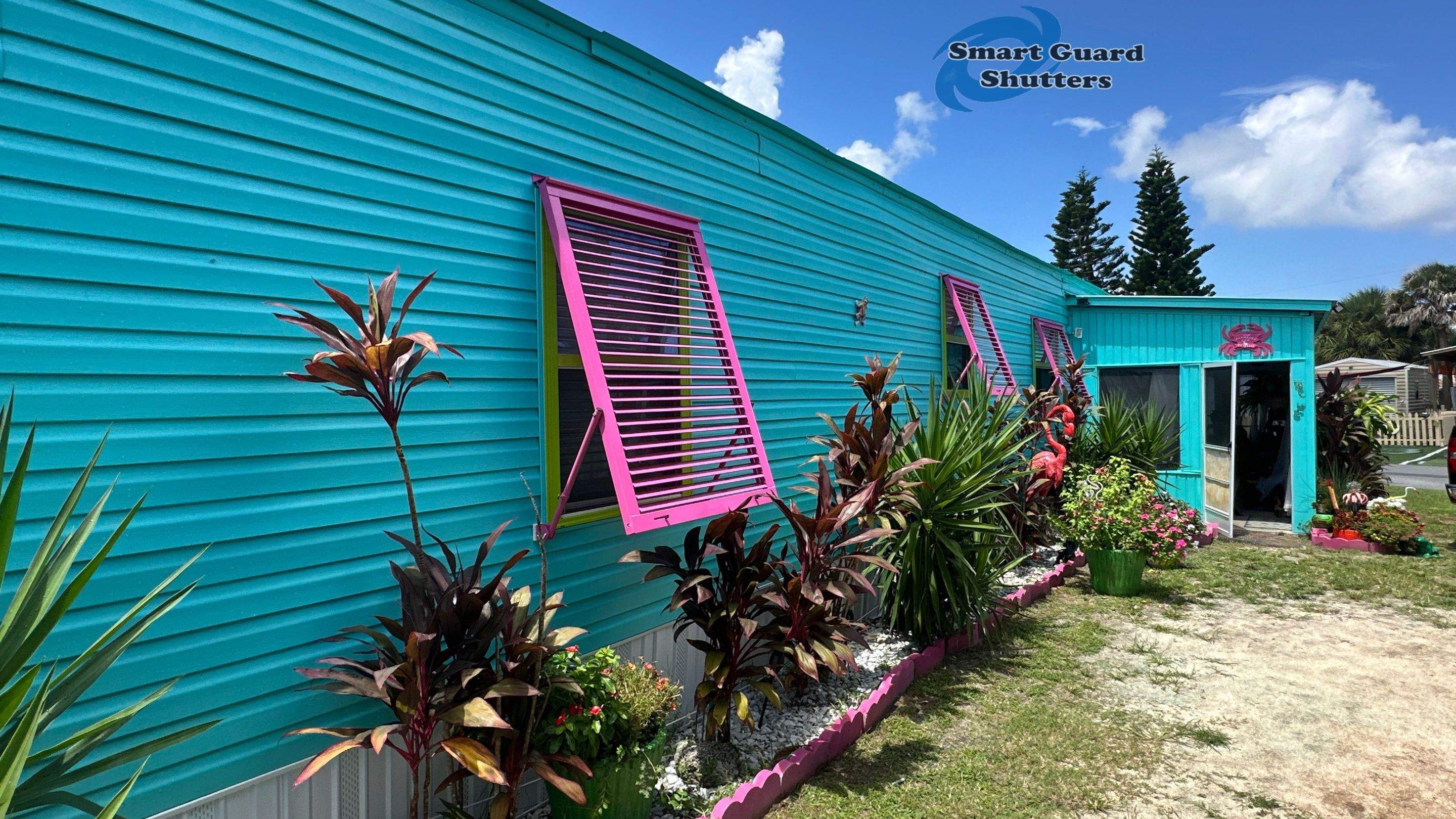 Impact Bahama Shutters in Heather Violet by Smart Guard Shutters