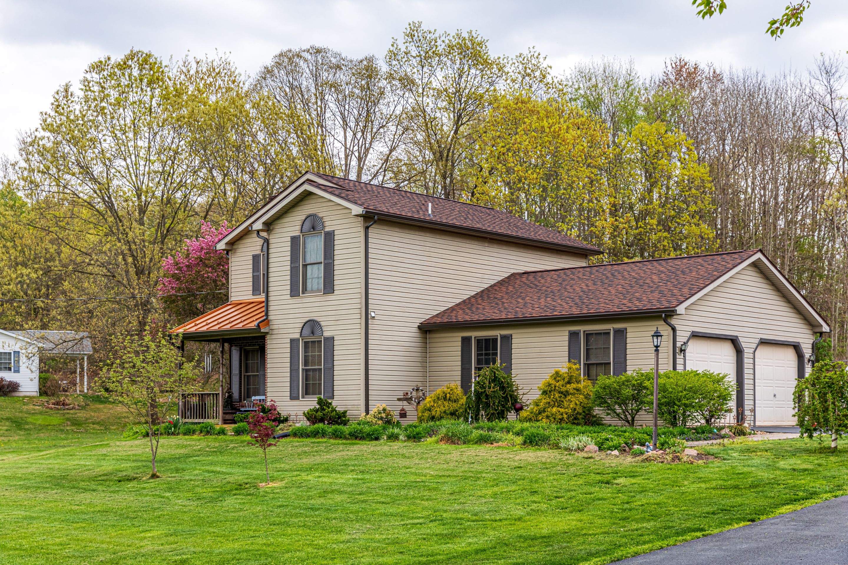 Shingle Roof-hickory, Metal Roof-bronze, Garage addition by Esh Builders