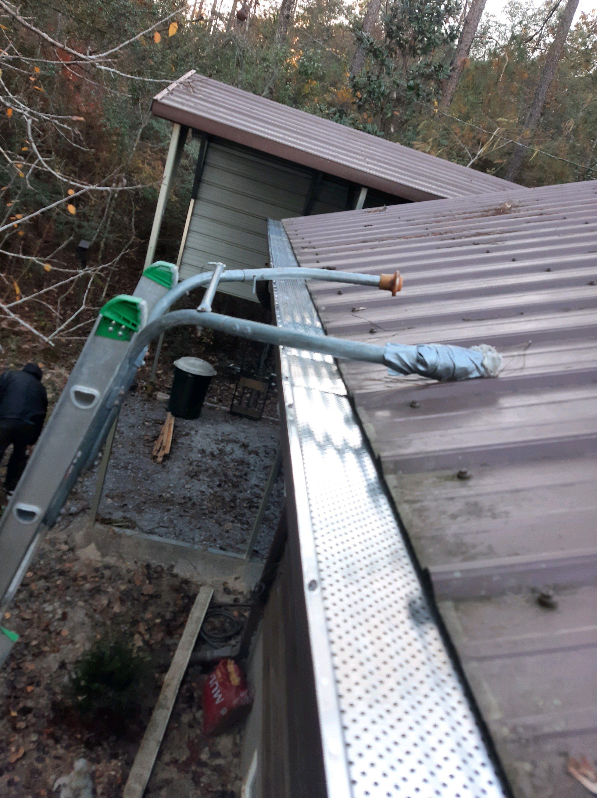 Gutter Installation using Royal Brown K-Style Seamless Gutters and LeafBlaster Pro Gutter Guards by Gutter Professors