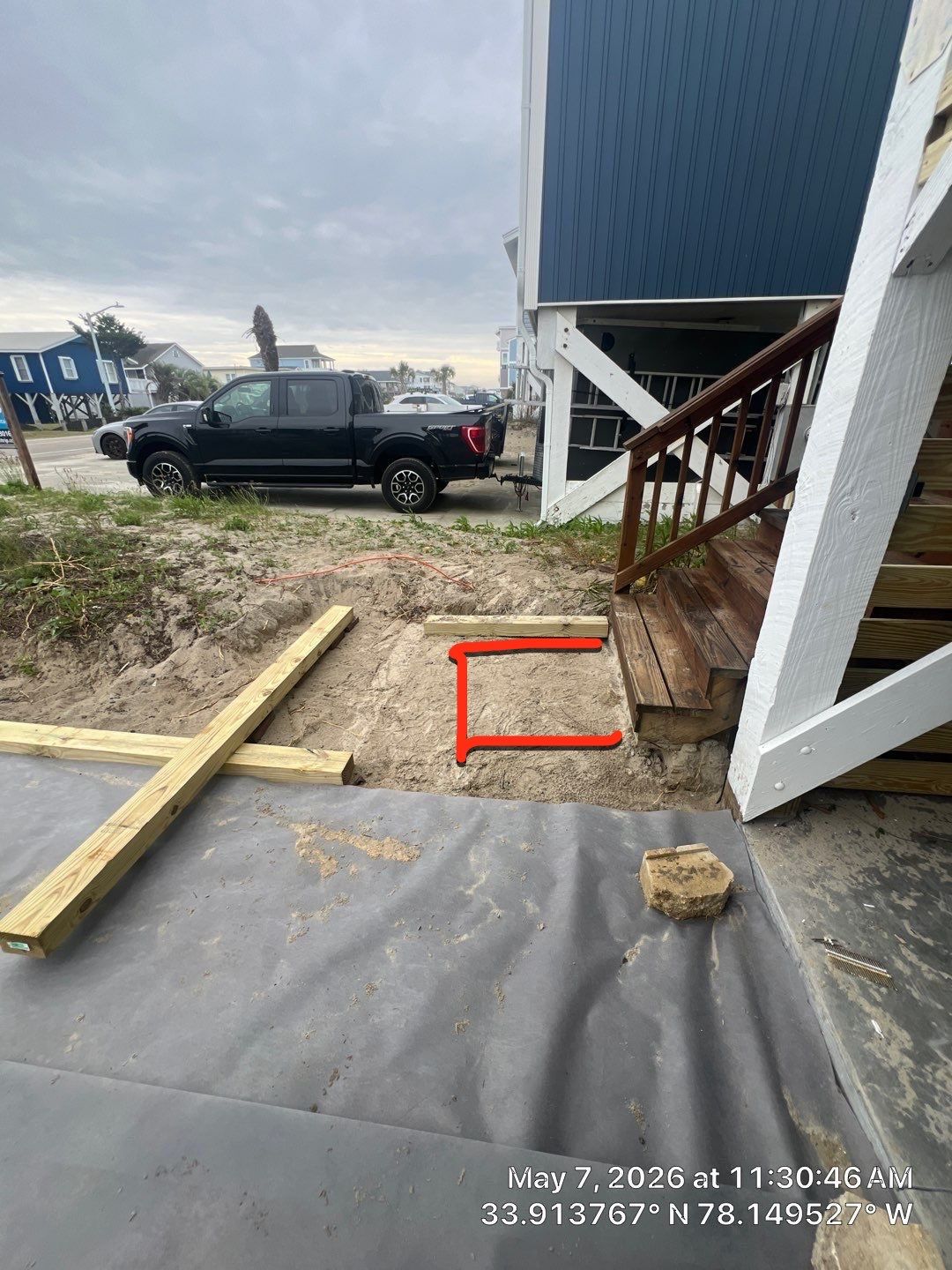 Coastal gravel ground cover for Oceanfront Property in Oak Island by RGR Construction and Roofing, LLC