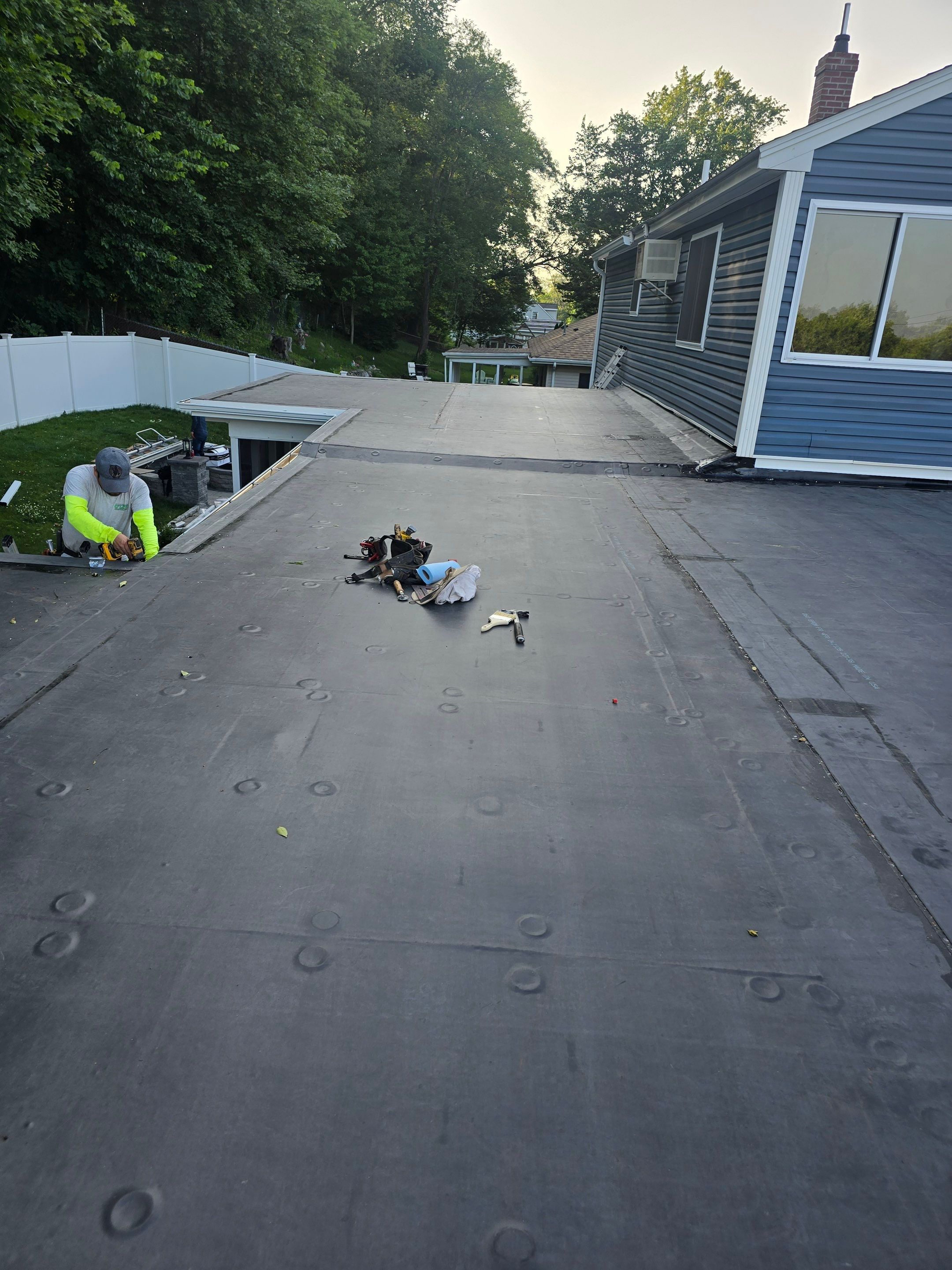 EPDM Flat Roof Installation + Seamless Gutter Upgrade by Mighty Dog Roofing of Greater Middlesex County