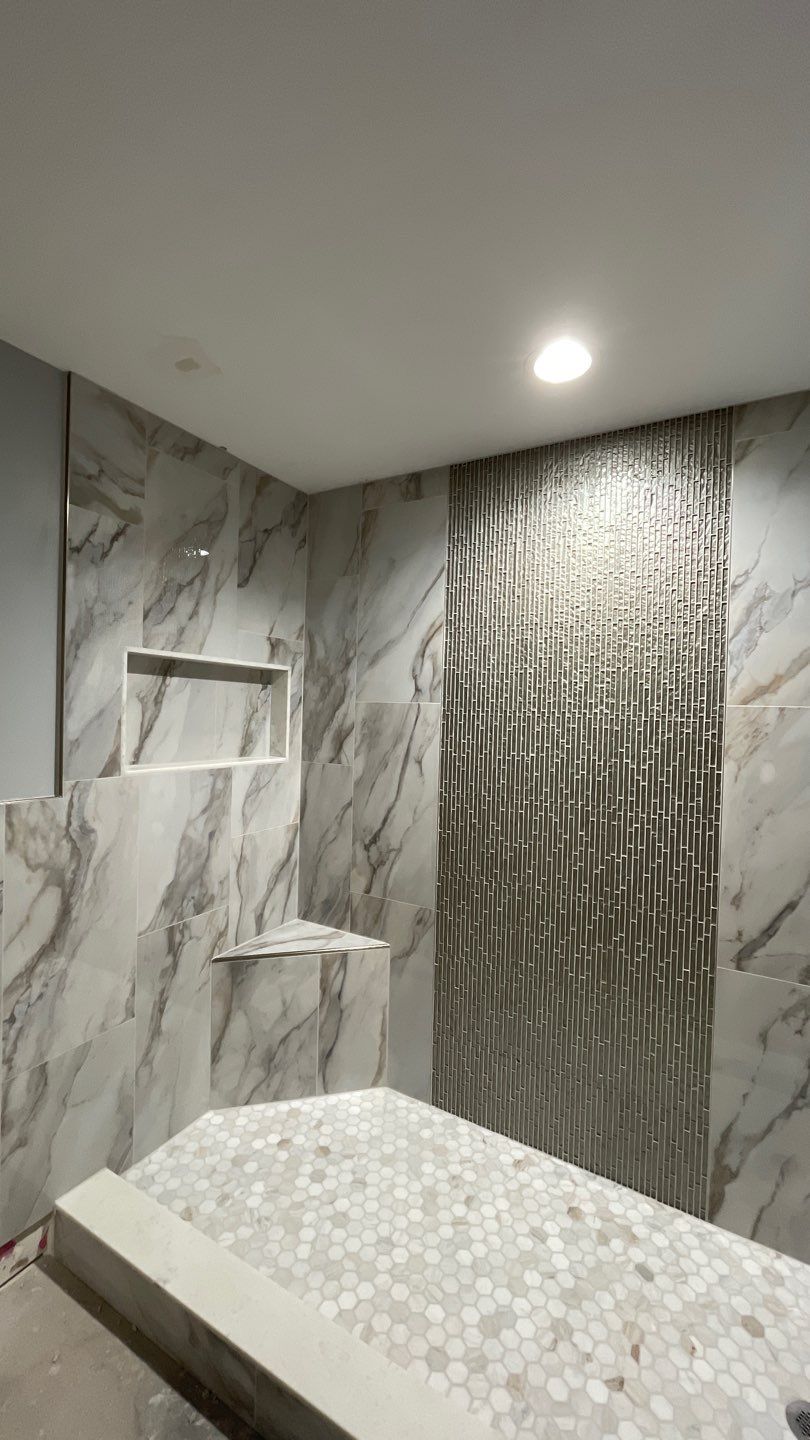 Rain Glass Shower by Footprints Floors of East Atlanta