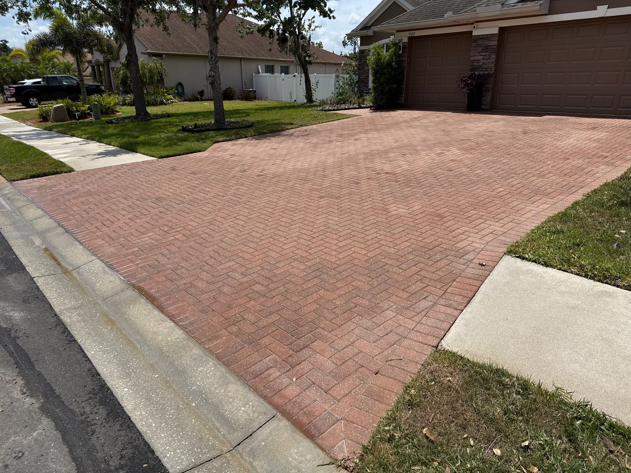 Paver Driveway & Sidewalk Cleaning with Hi-Low Surface Cleaner – Oakleaf Hammock, Ellenton, FL by Sunshine AquaWash