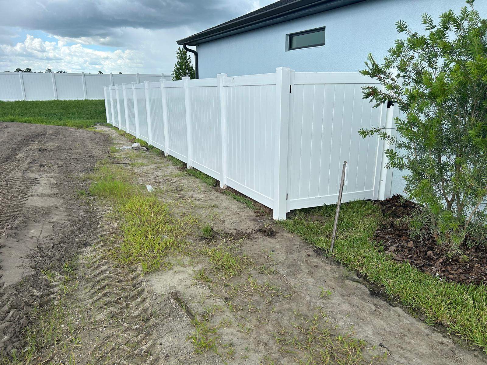 White Vinyl Privacy Fence Installation for North Port Residential Property by True Fence LLC