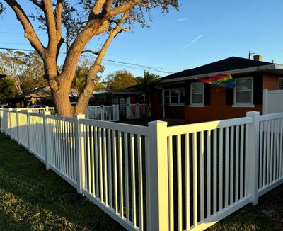 Vinyl Fence Installation using 6Ft White Vinyl Privacy Fence and a 4Ft White Vinyl Picket Fence