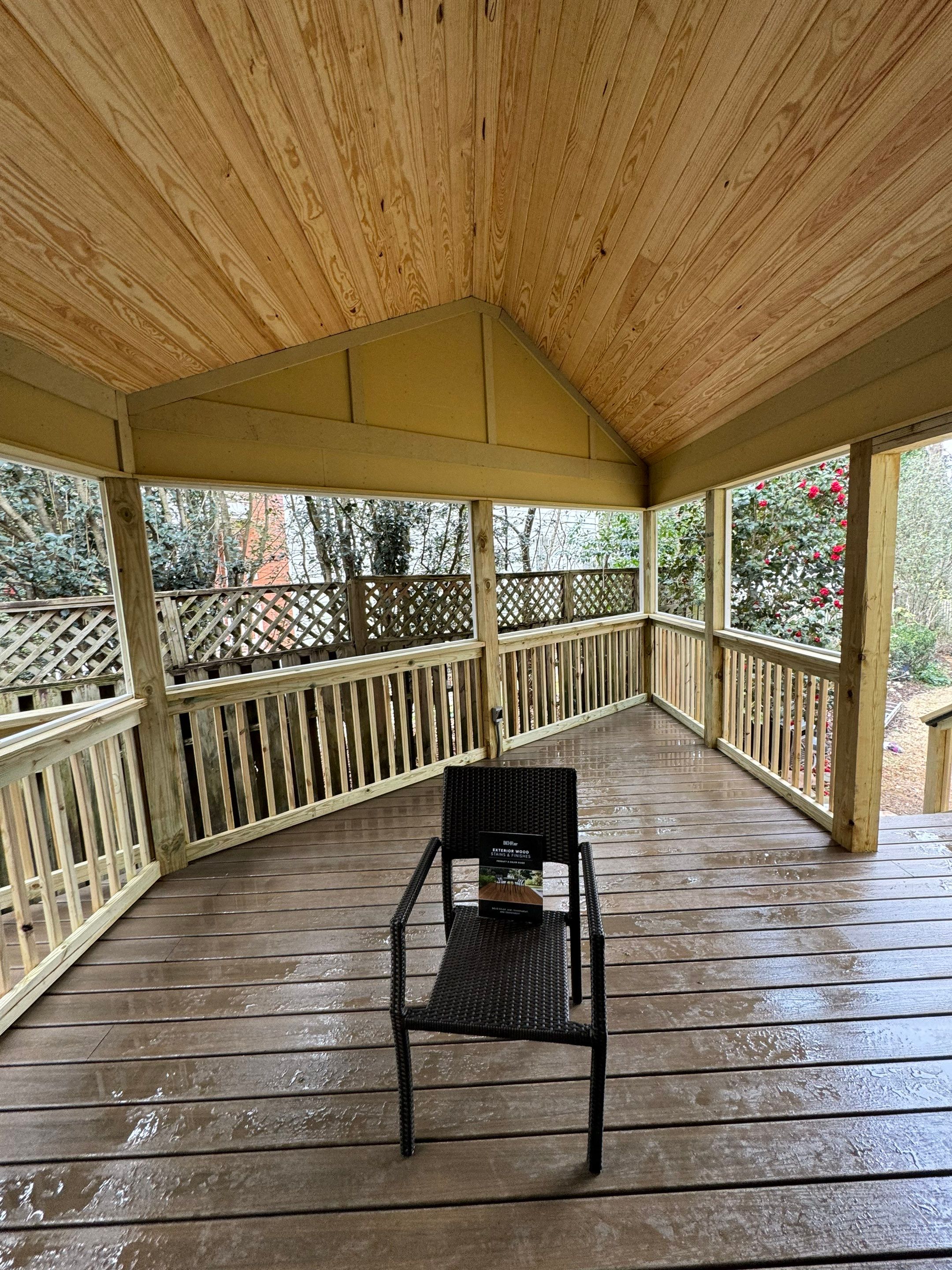 Custom Screened Porch Addition with Vaulted Wood Ceiling in Decatur by Swift Home Renovations
