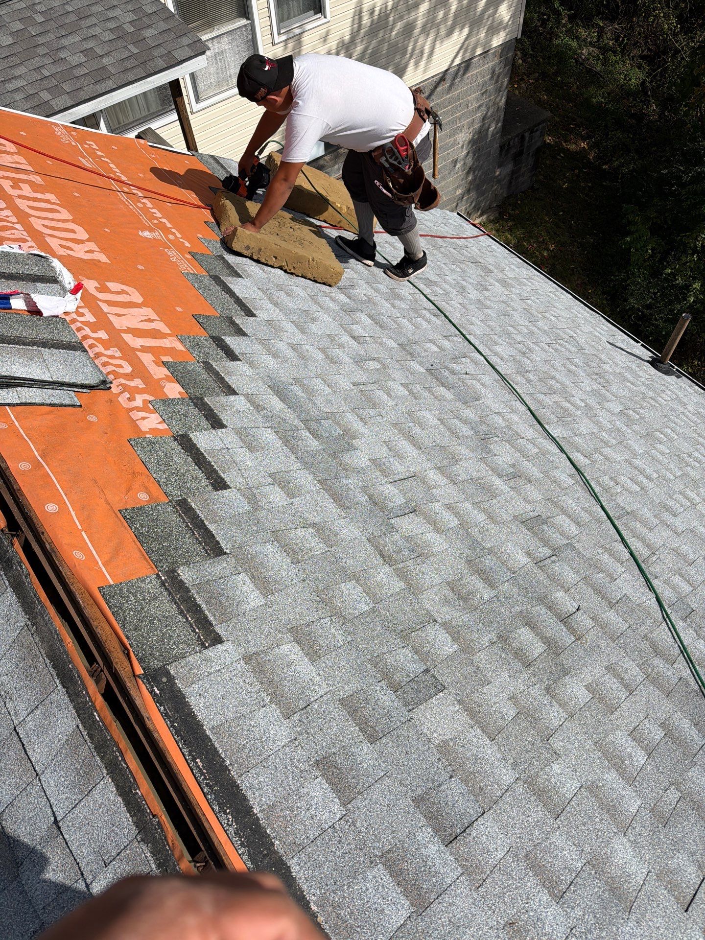 Residential Roofing Installation using GAF Timberline HDZ Fox Hollow Grey by Rainstoppers Roofing