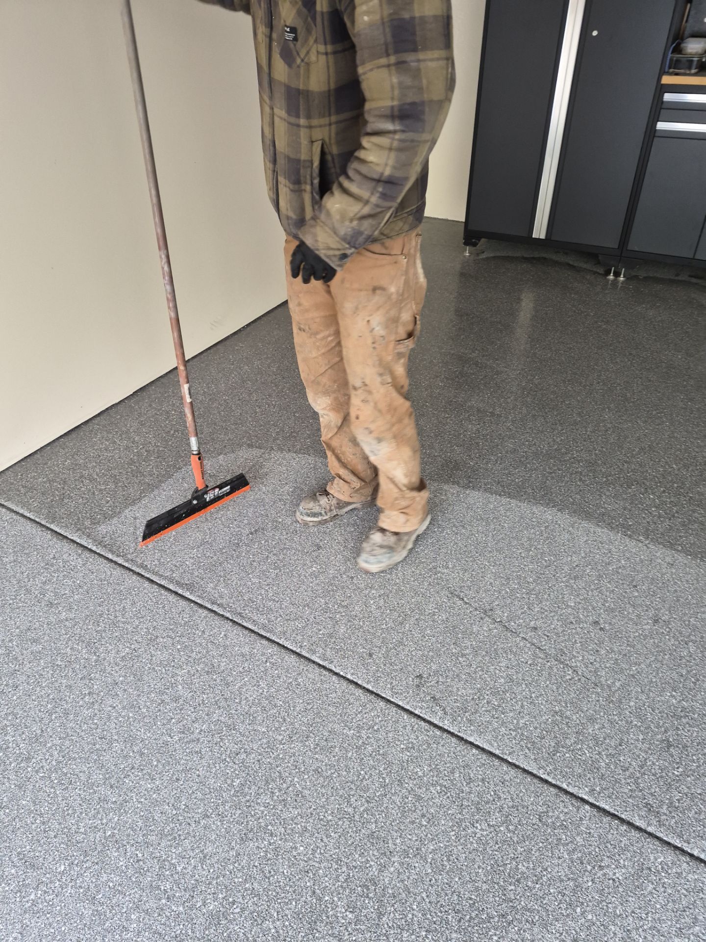 Liberty Lake Garage Transformation with Turquoise Hybrid Polyurea Floor by Croc Coatings, LLC