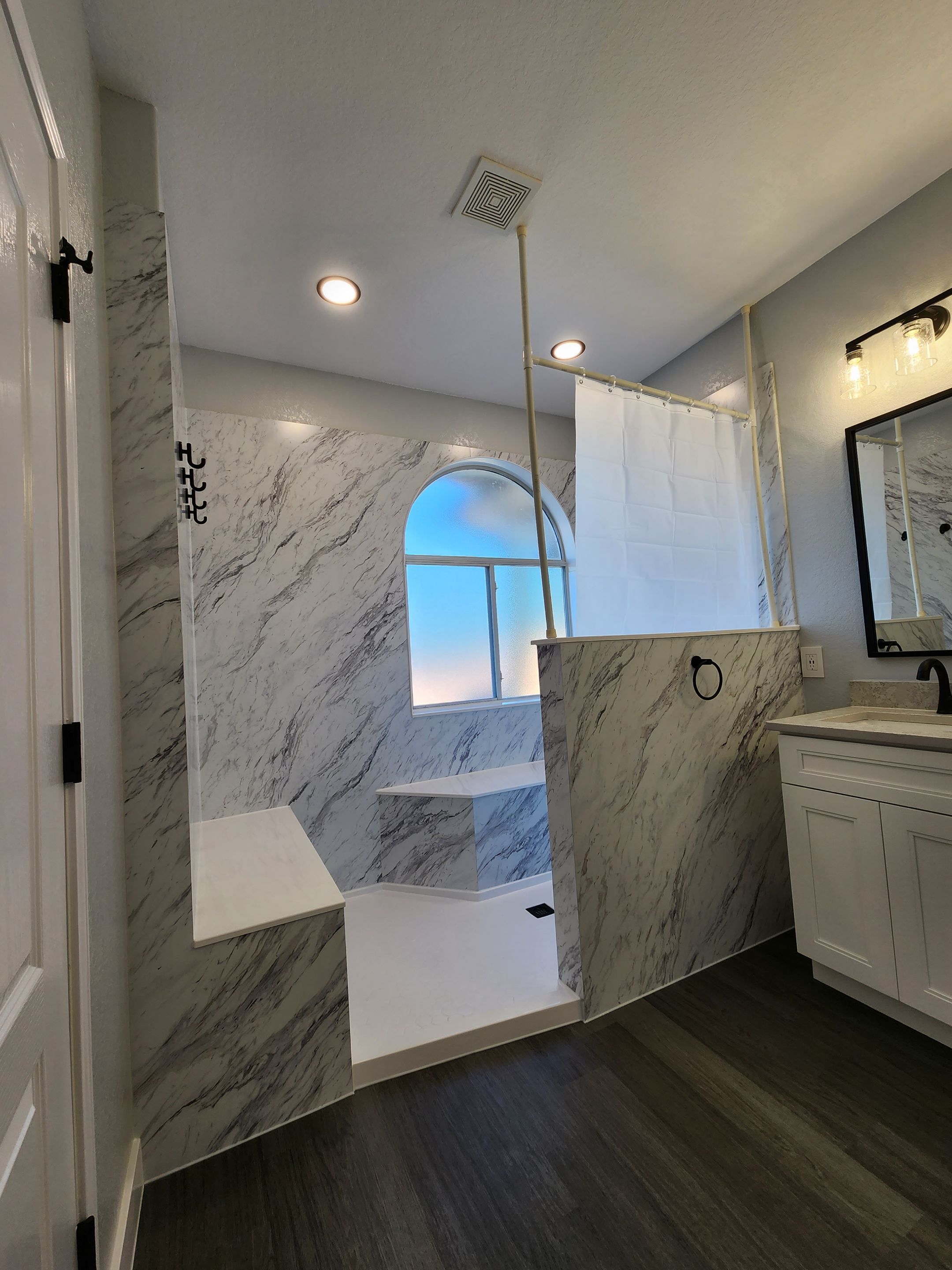 Large Walk In Shower Before and After by Legacy Bath and Kitchen 